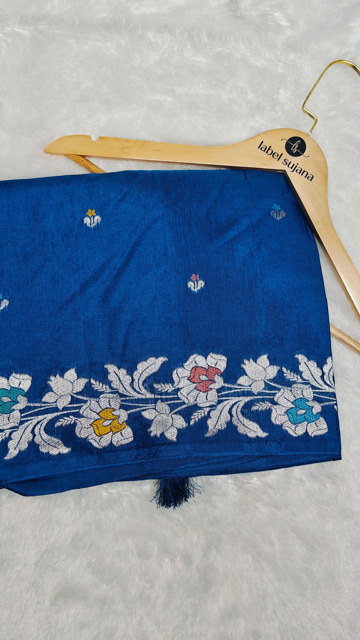 An ink blue silk saree