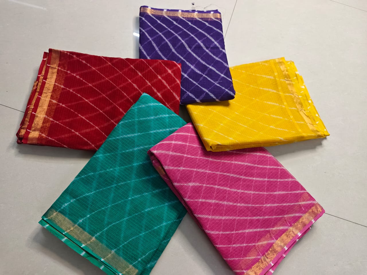 Purple, yellow,pink, Rama green and Red 