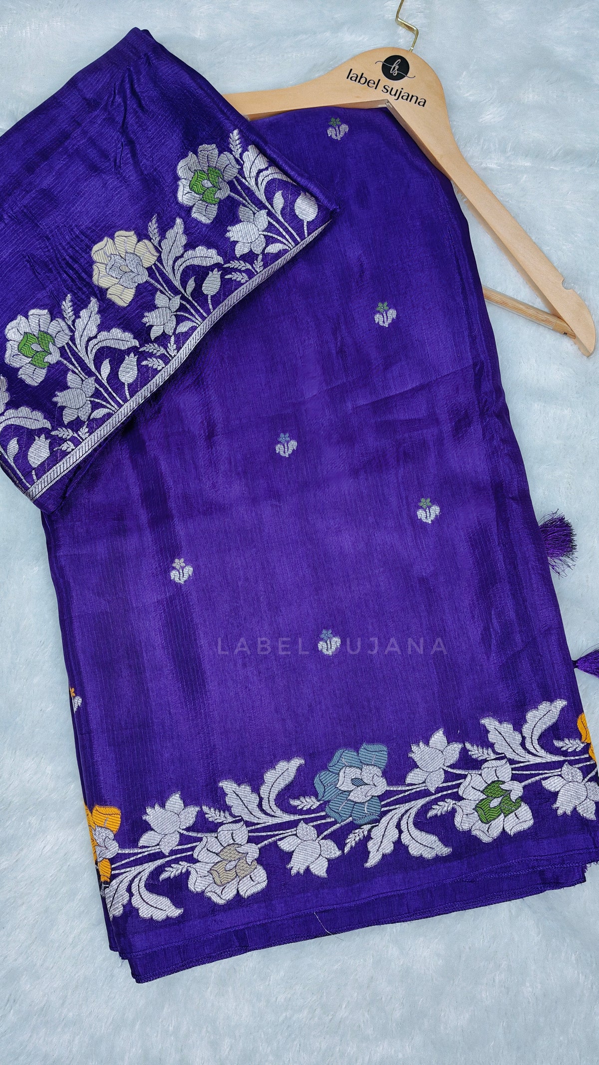 A purple silk saree