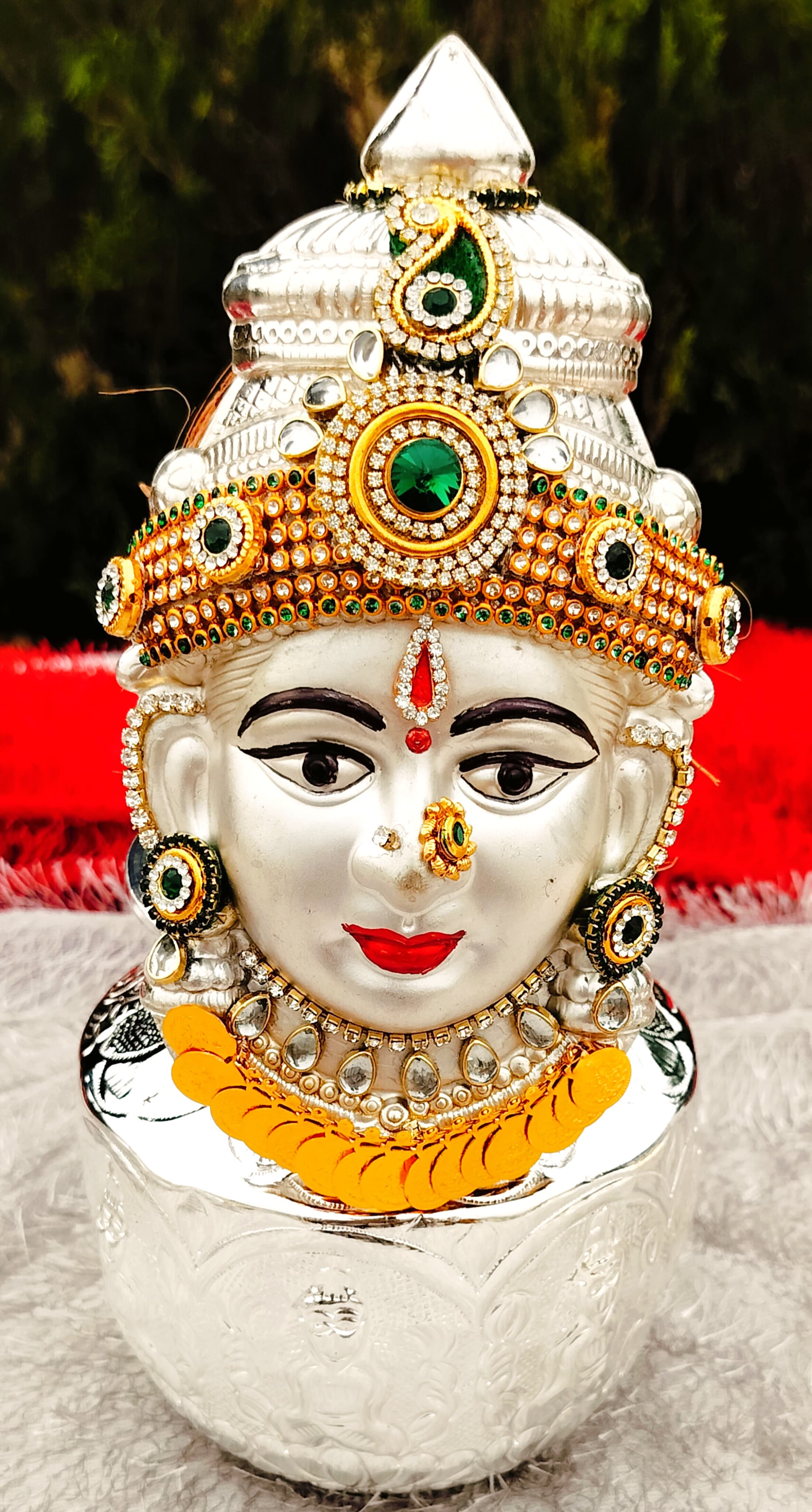 German silver decorative stone work laxmi face