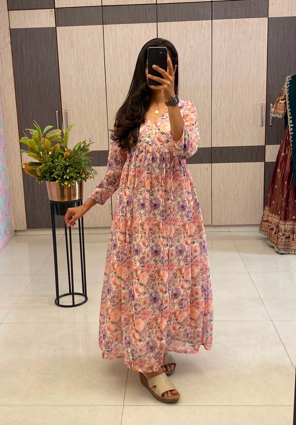 Floral Chiffon Maxi Dress