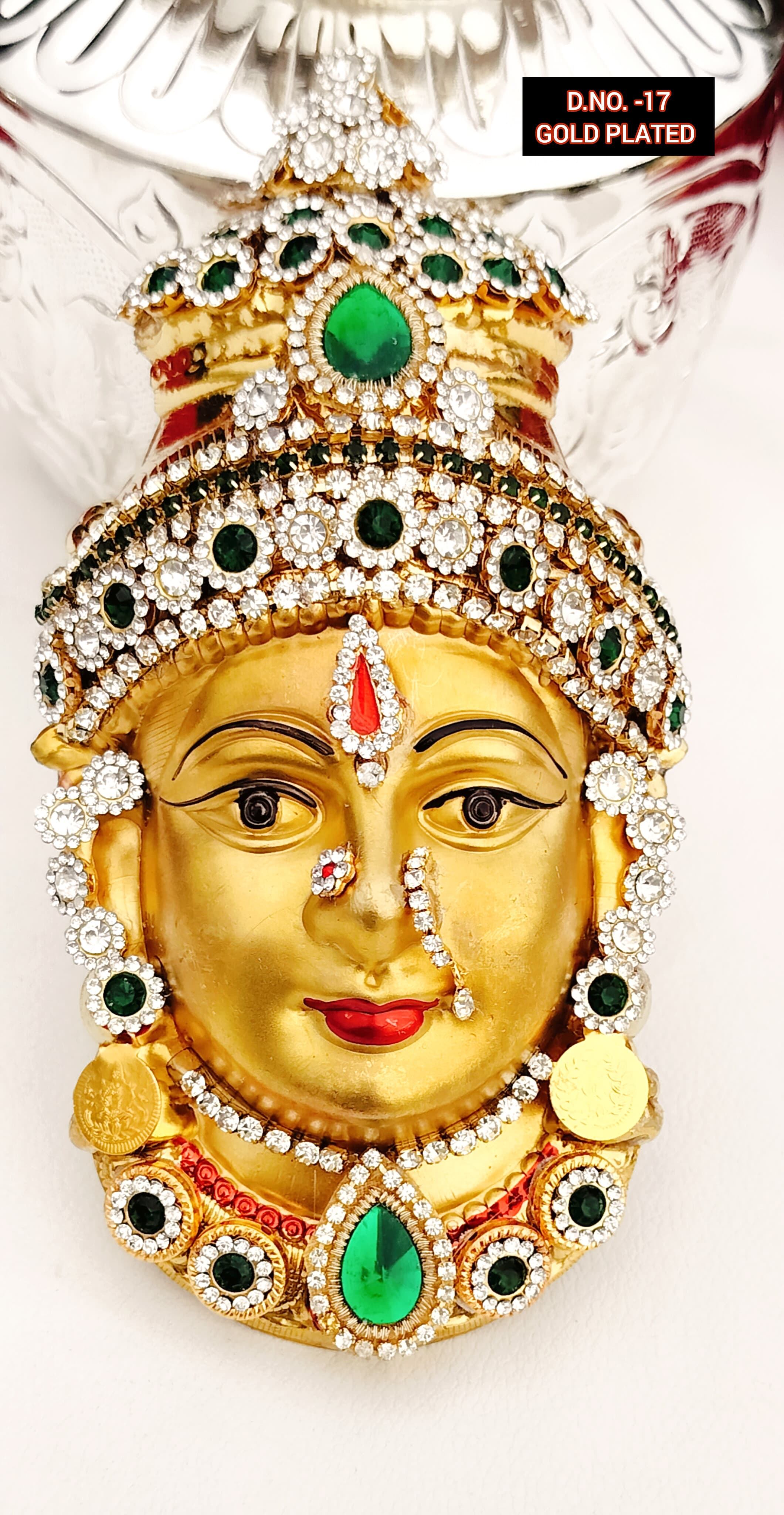 Gold plated german silver decorative stone work laxmi face