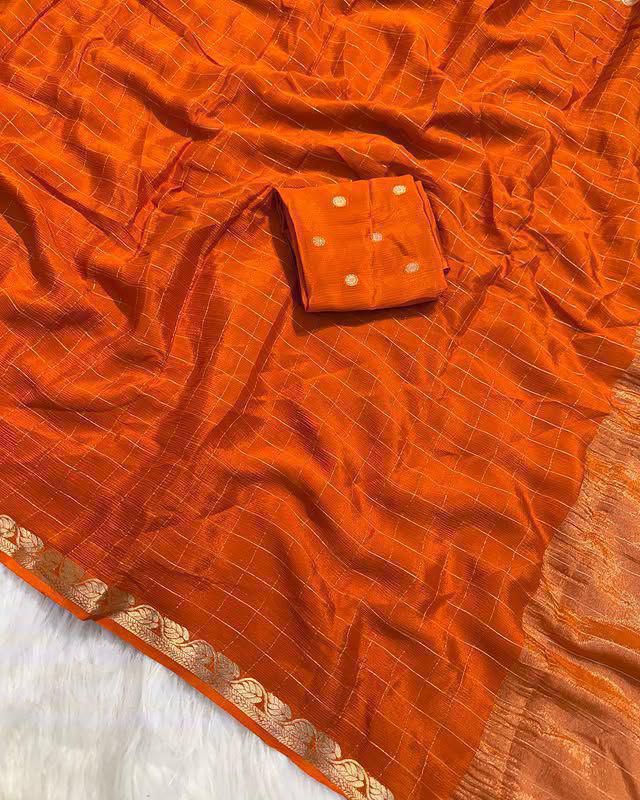 Orange Viscose Georgette Saree