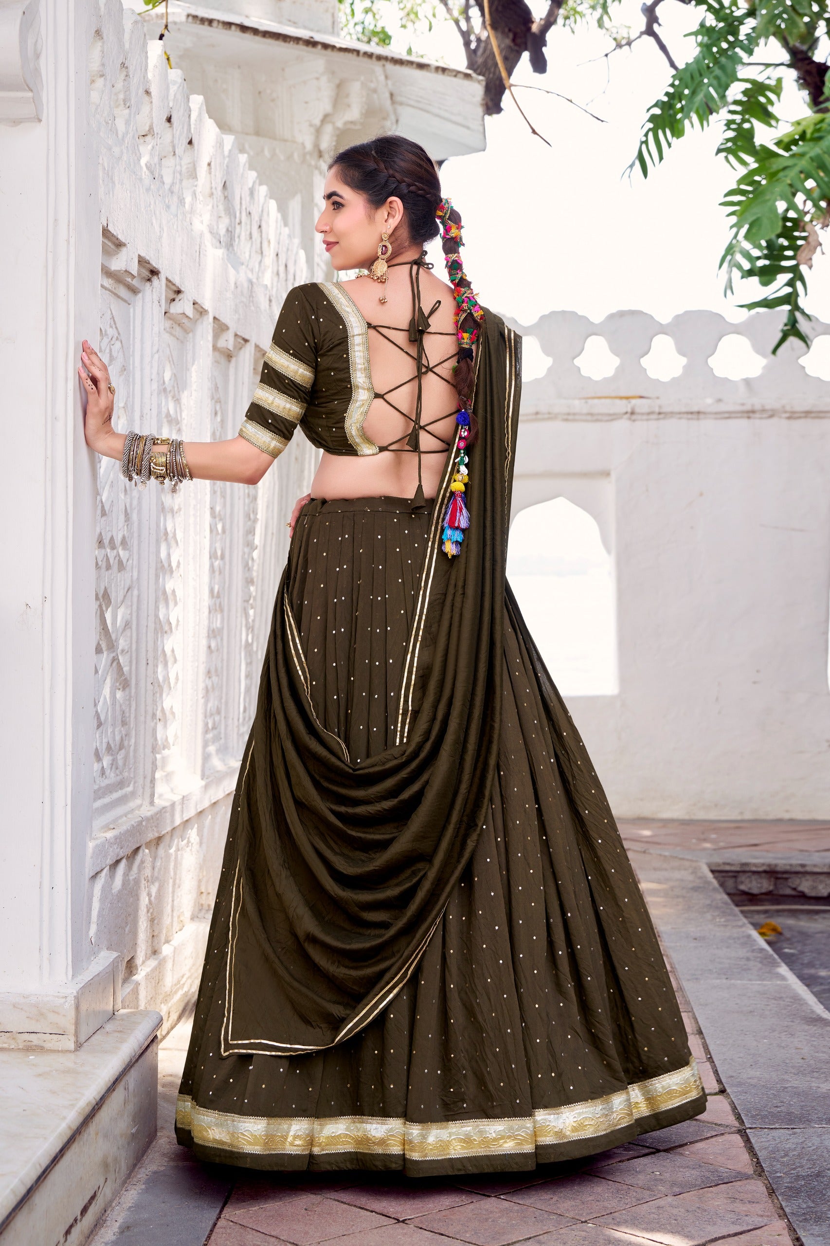 Olive green lehenga 