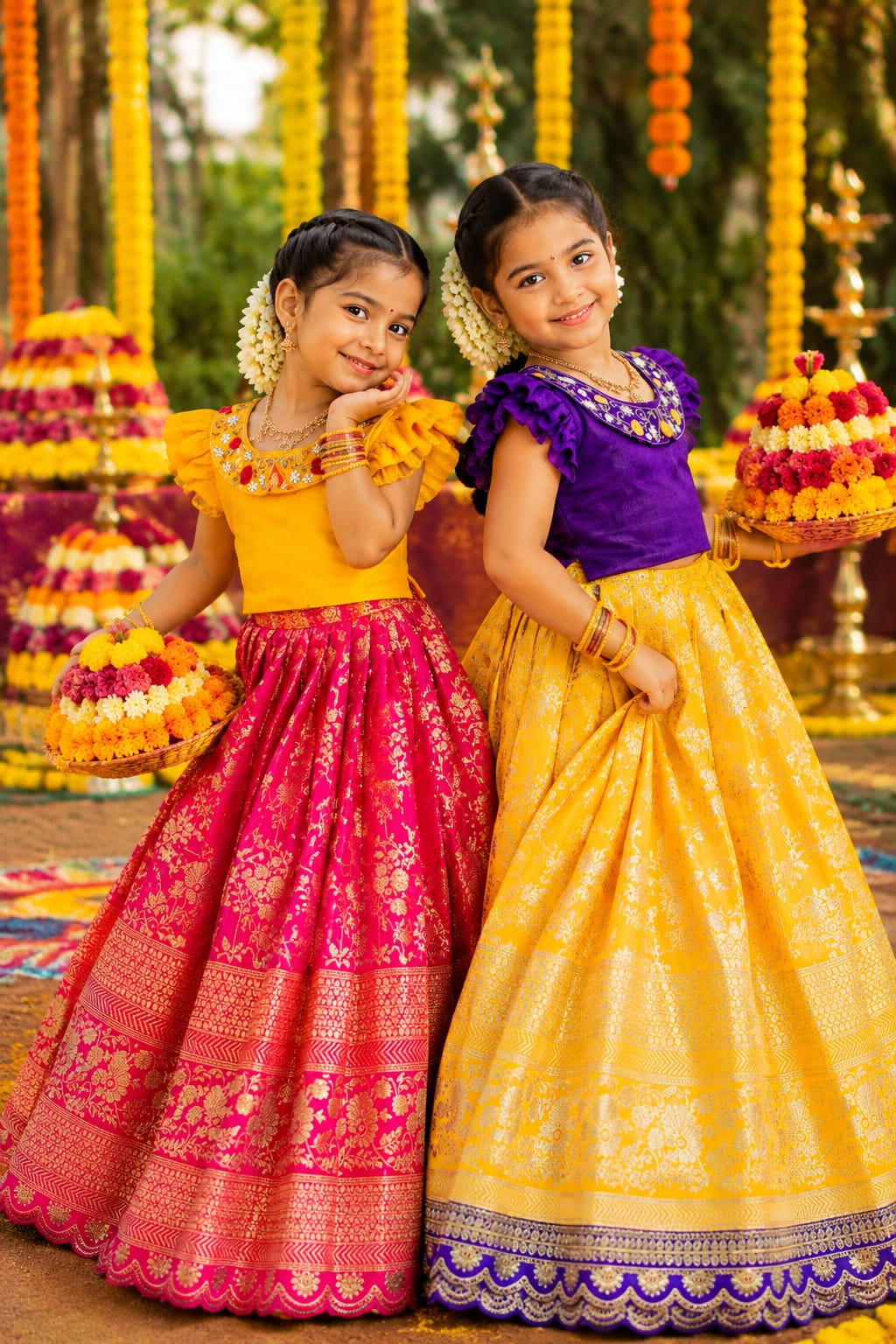 Pink, yellow 