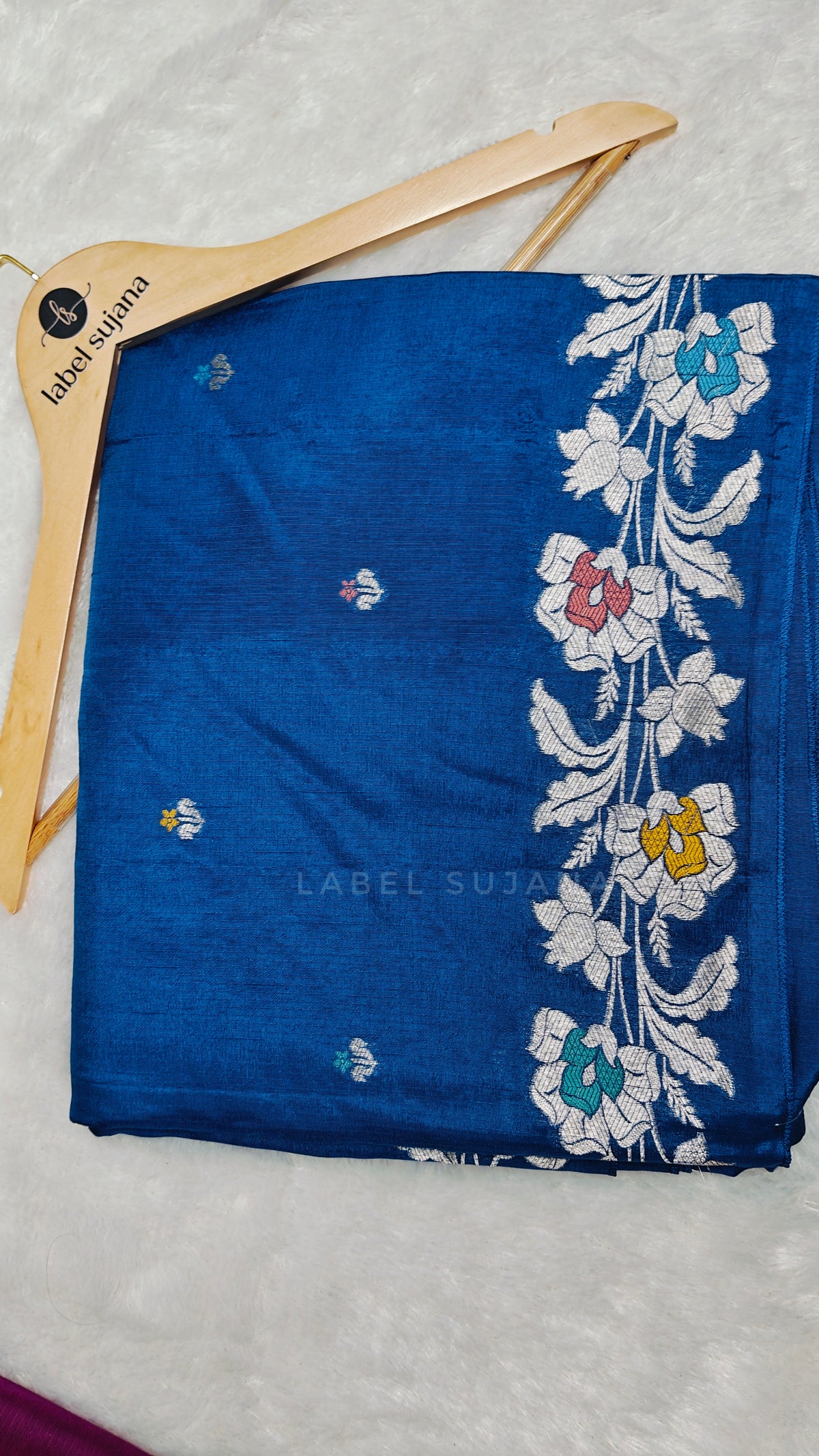 An ink blue silk saree