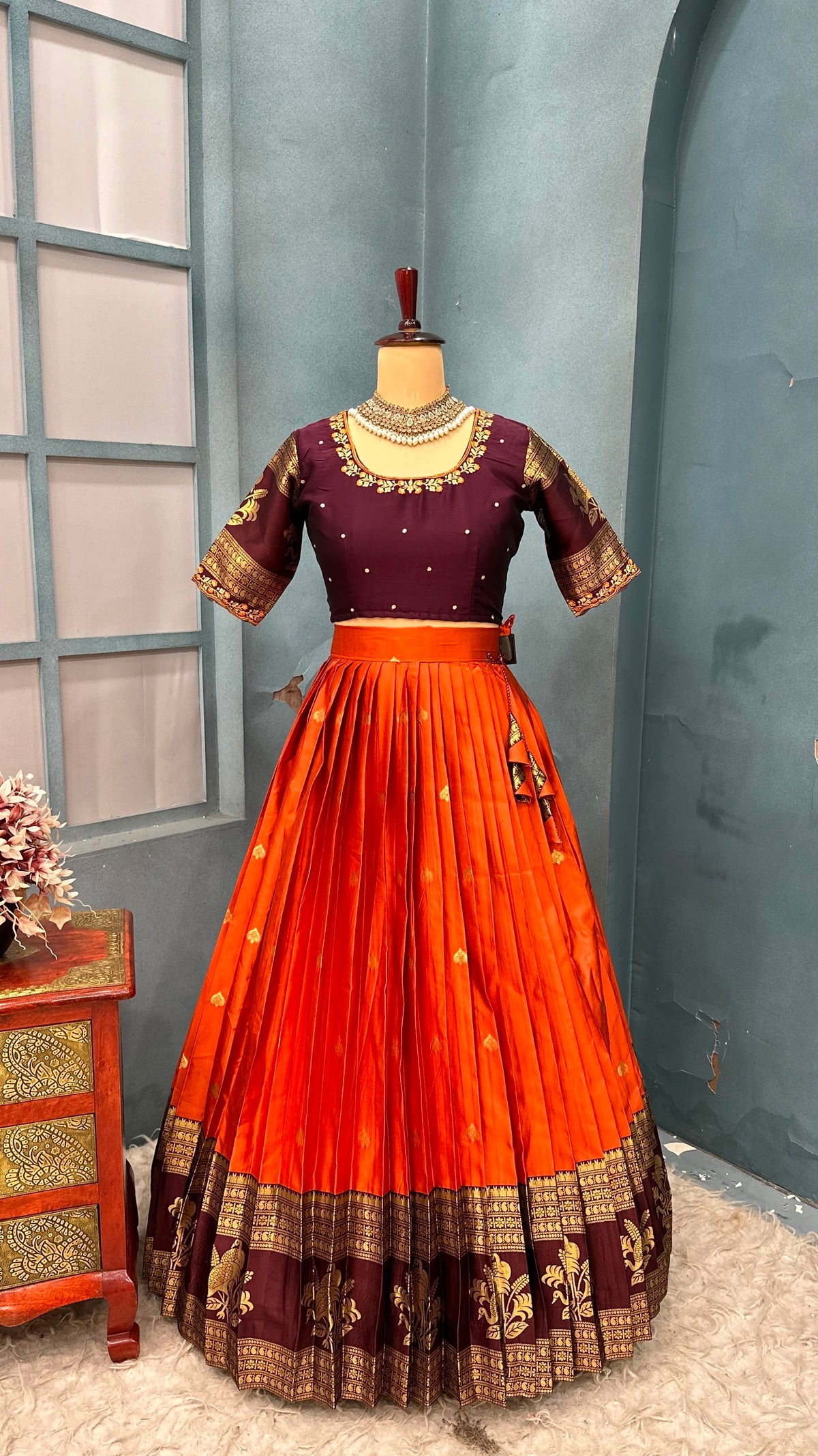Kanjivaram Silk Lehenga with Embroidery Work
