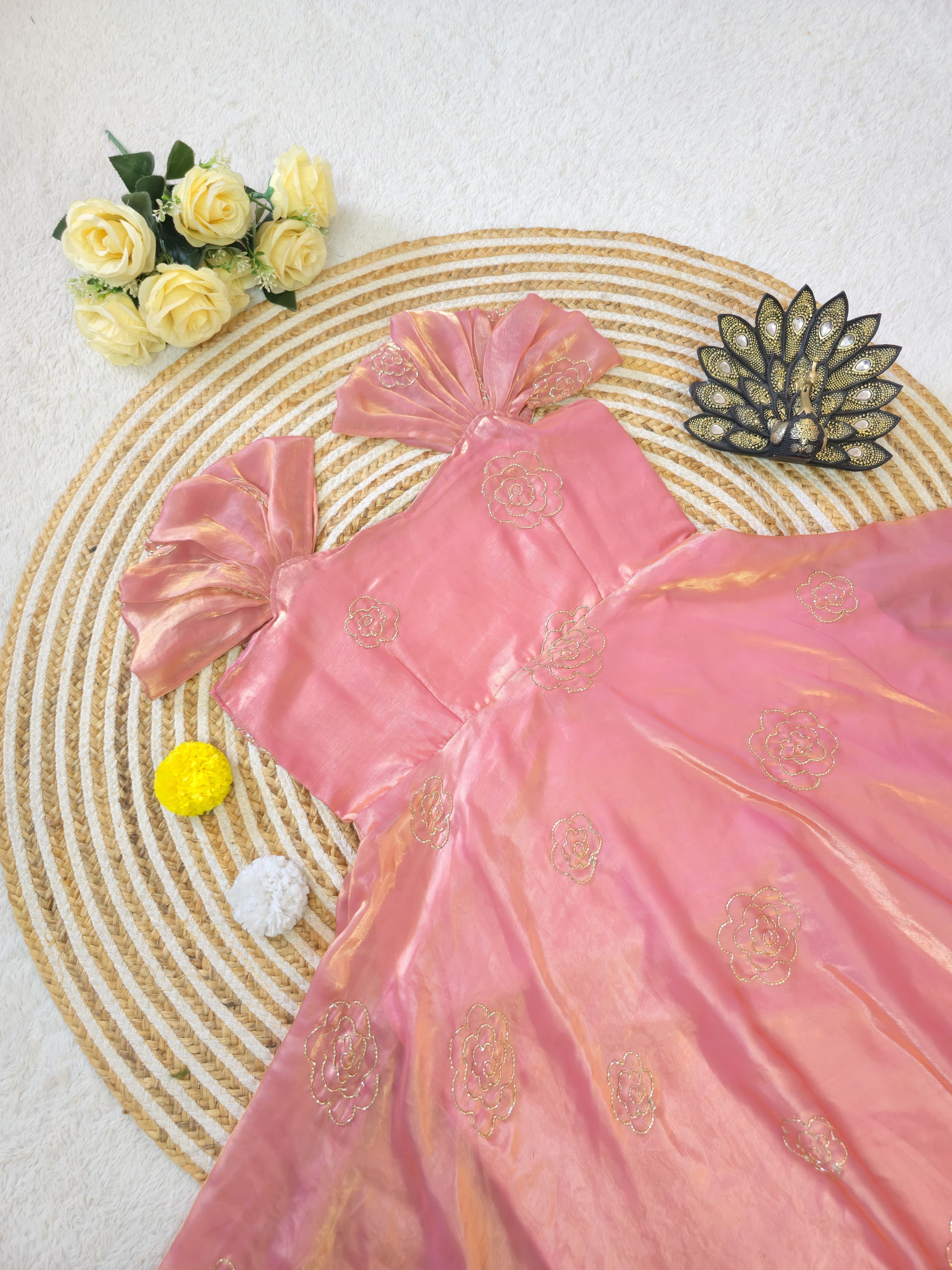 Light Pink dress with gold patterns
