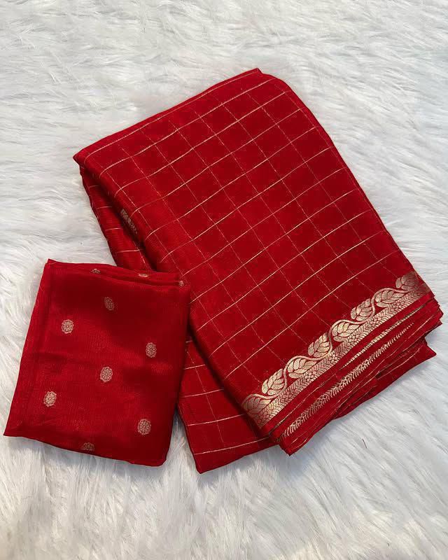 Red Viscose Georgette Saree 