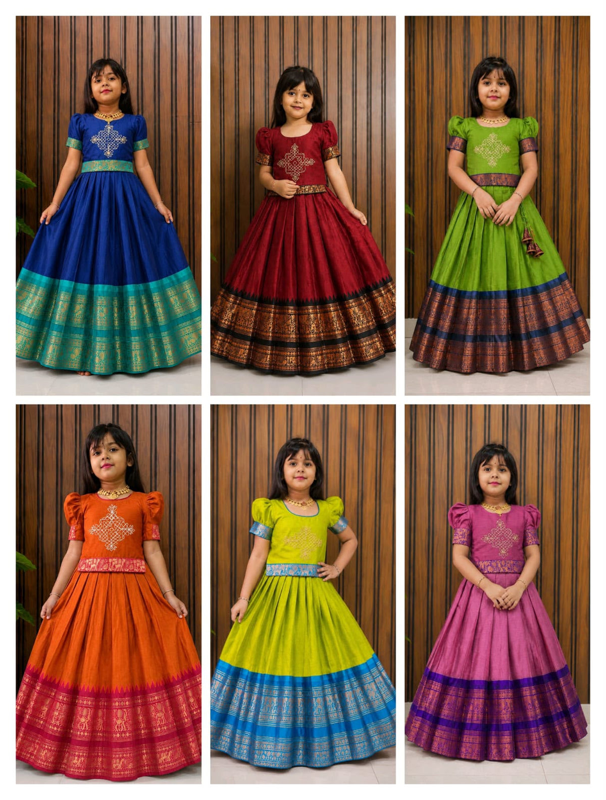 Dark green, maroon,lime green, orange, Royal Blue, parrot Green 