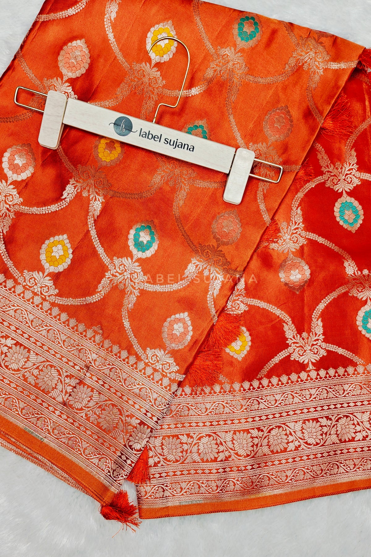 A Rust Orange Silk Saree