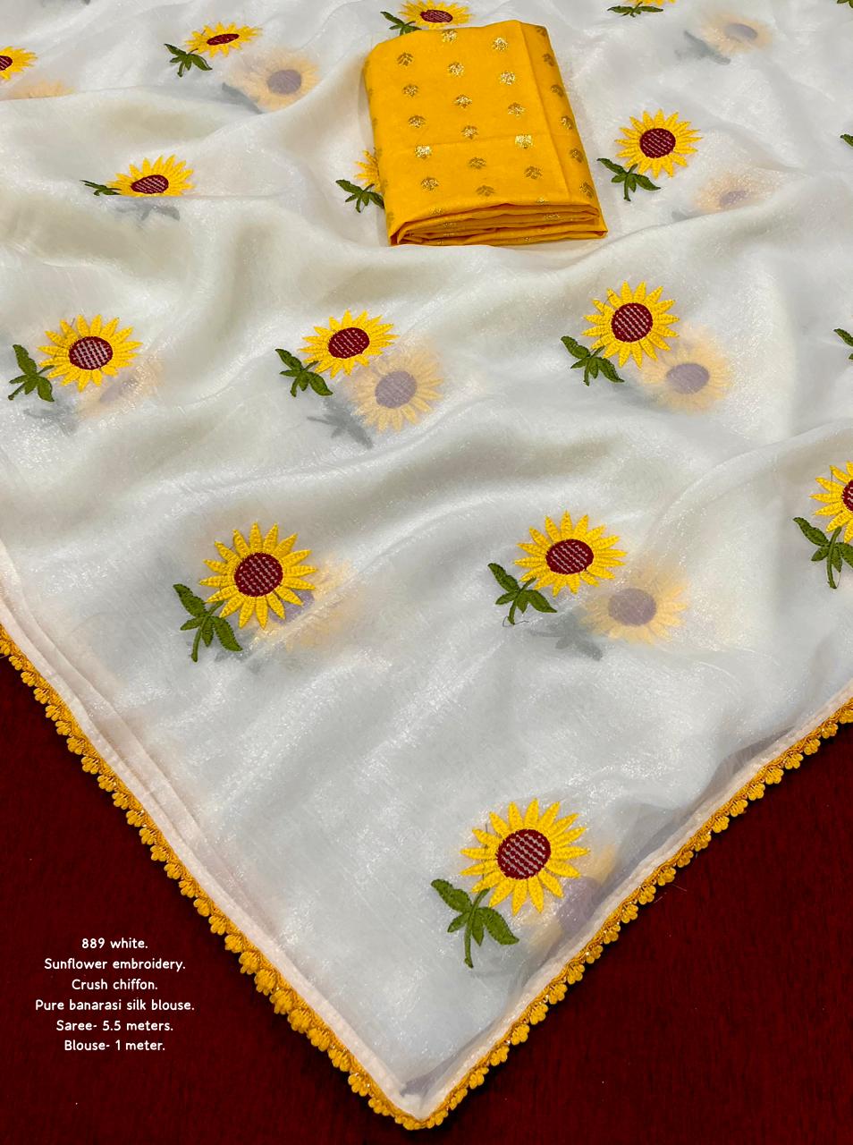 Pure georgette crush silk saree
