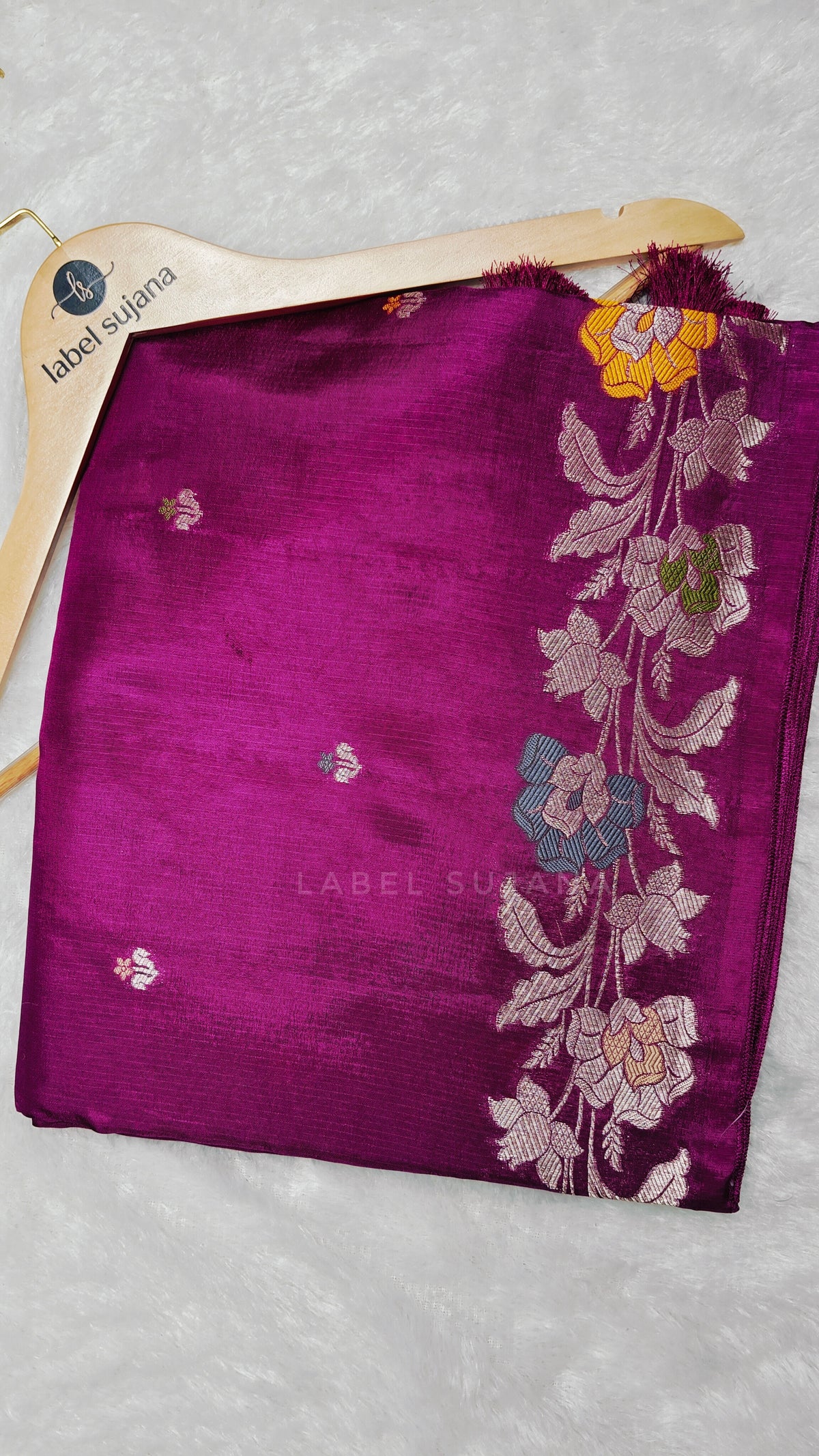 A magenta silk saree