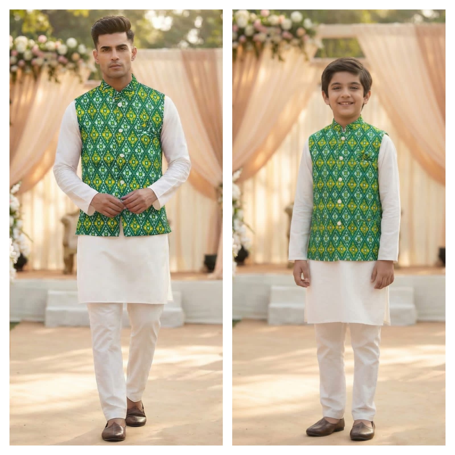 Kurta and pyjama set for father and son