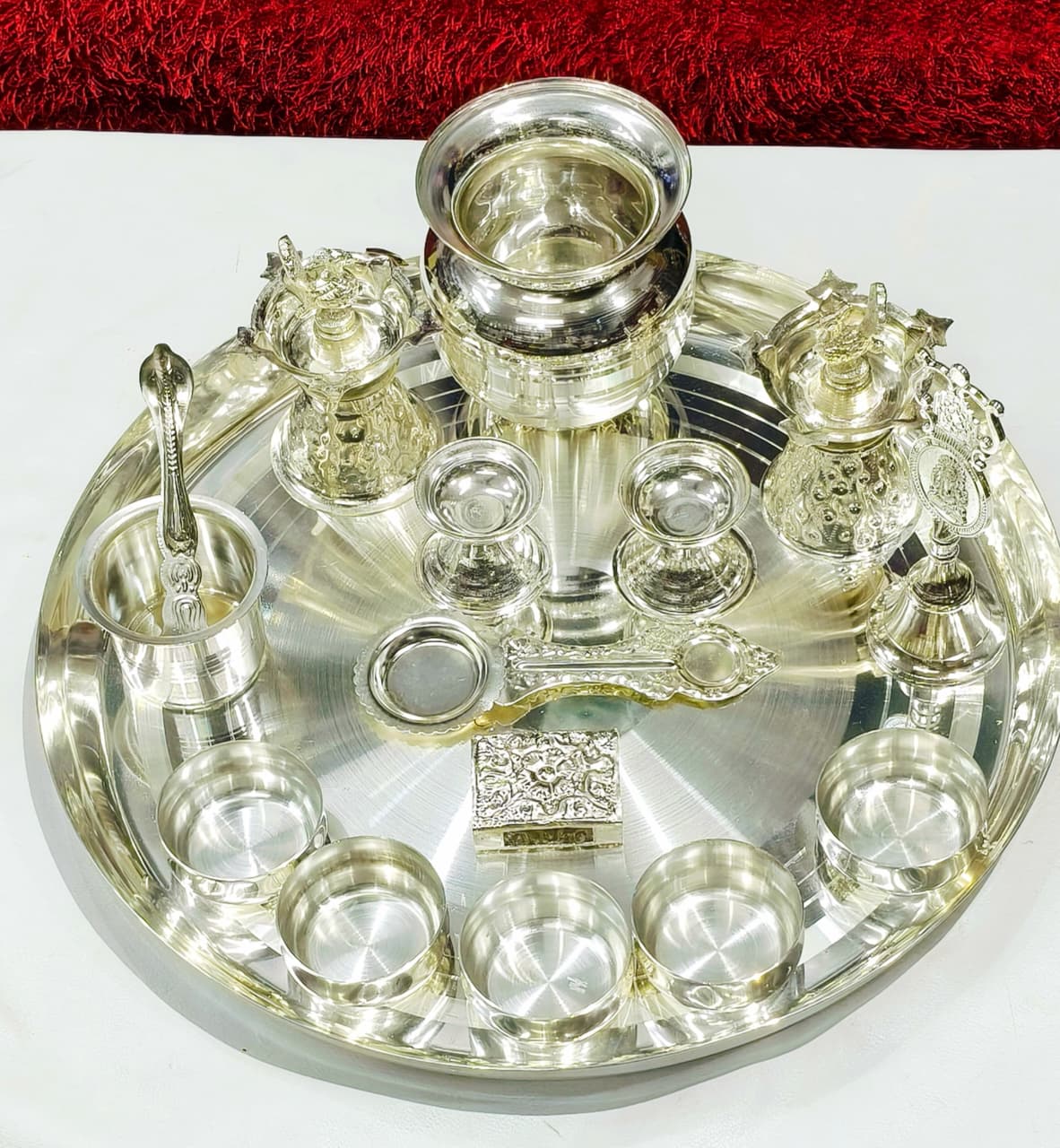 German Silver big size pooja set