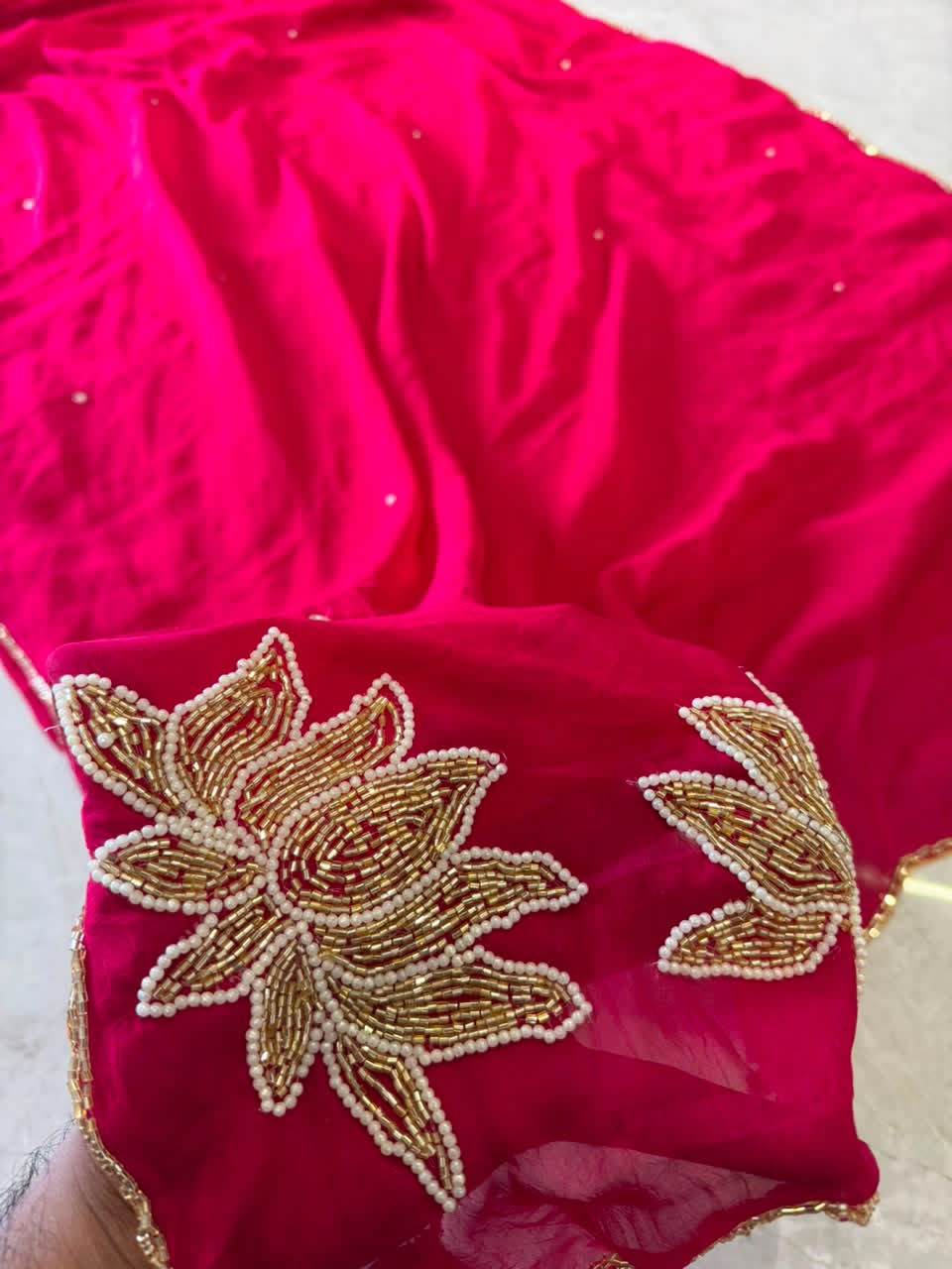 Rangoli Crushed Sarees with Beautiful Hand Cutdana border