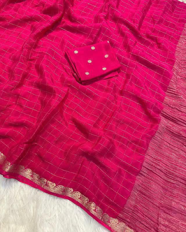 Pink Viscose Georgette Saree 