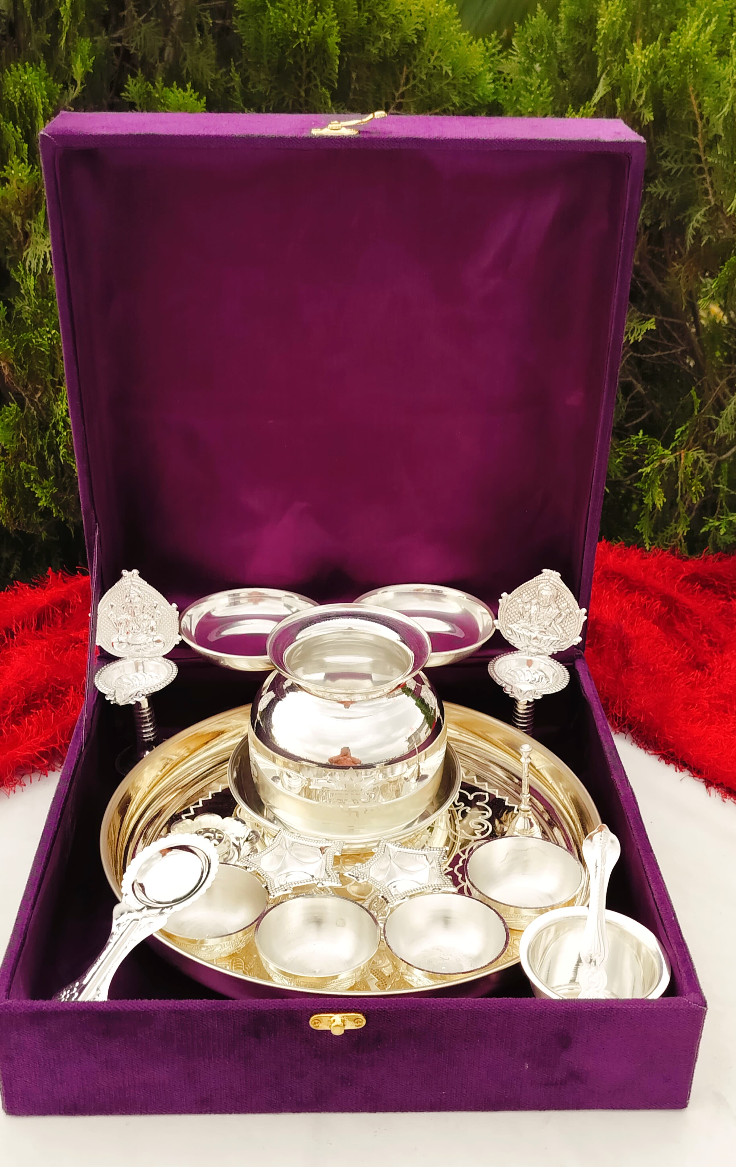 German silver complete laxmi pooja set