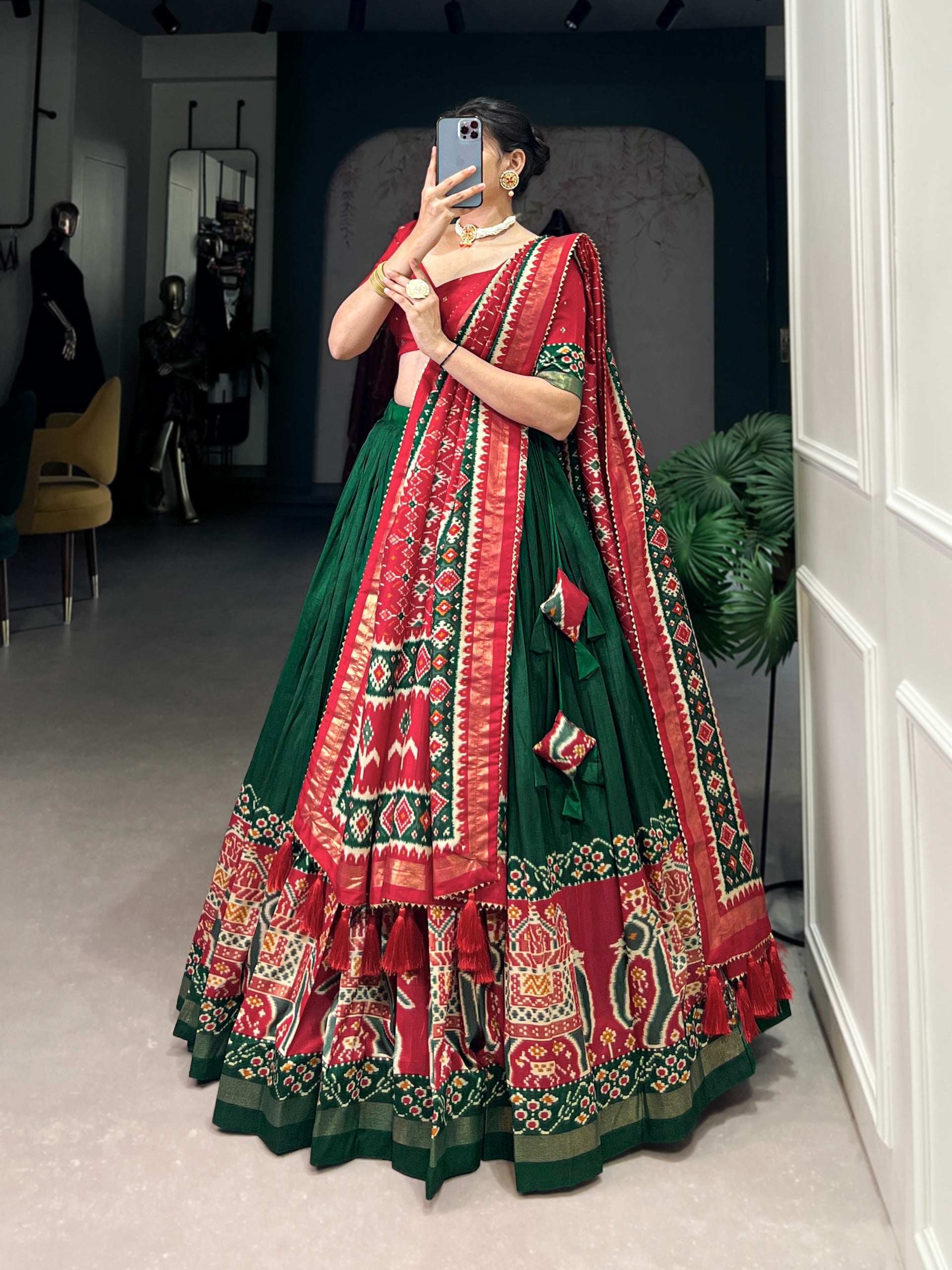 traditional dark green lehenga 