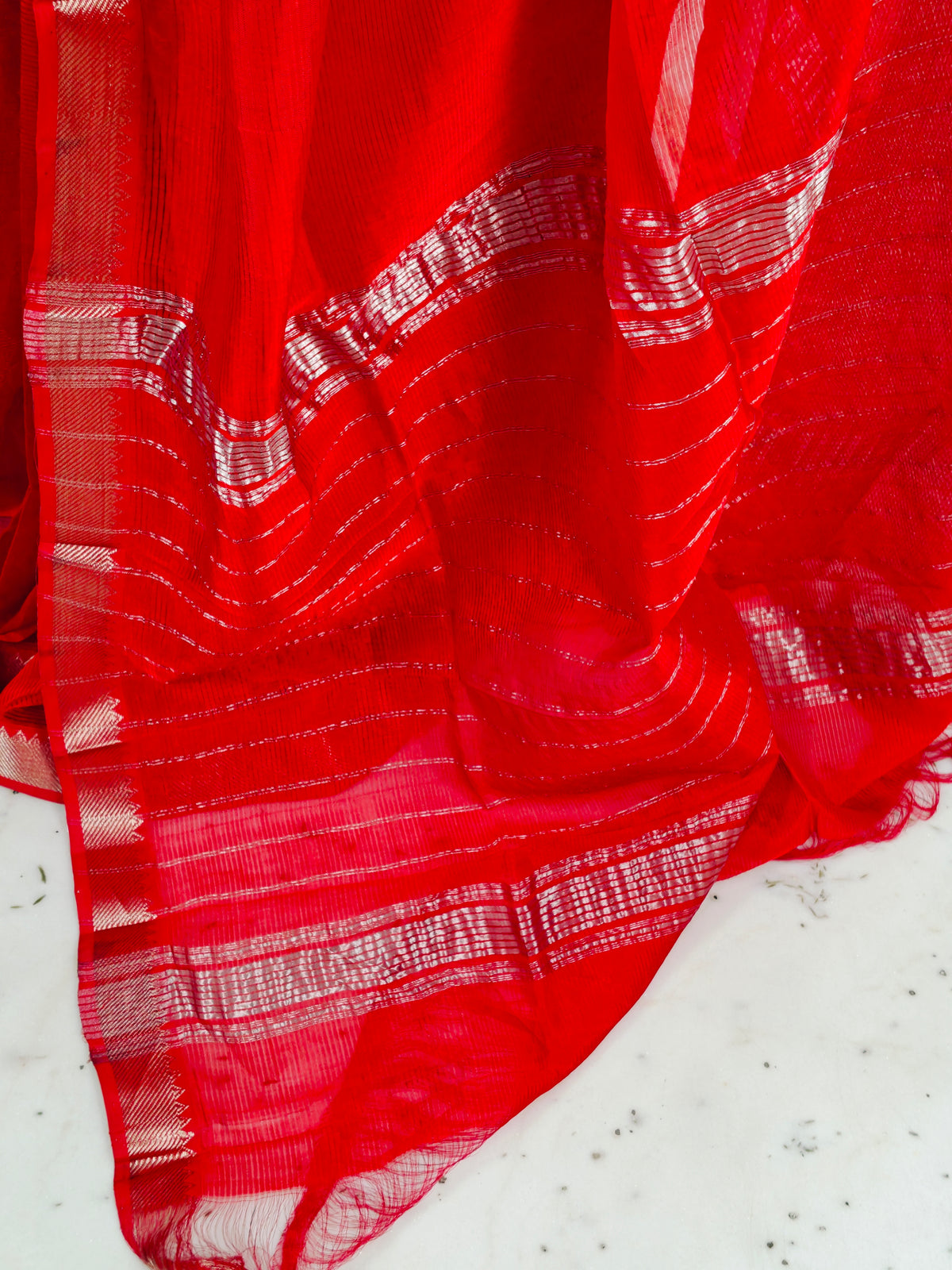 A Red Mangalagiri Handloom pattu saree