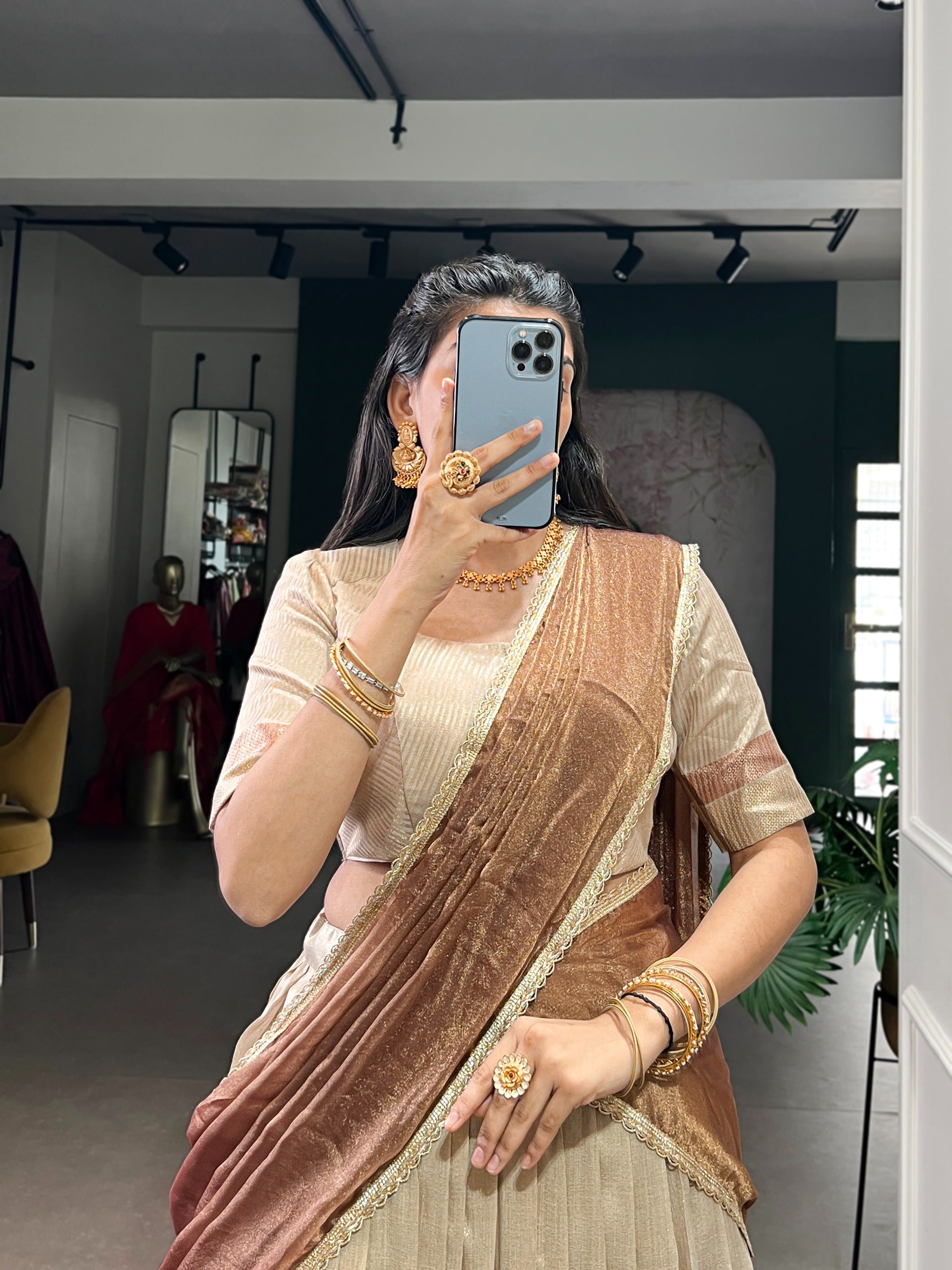 Cream colour lehanga 