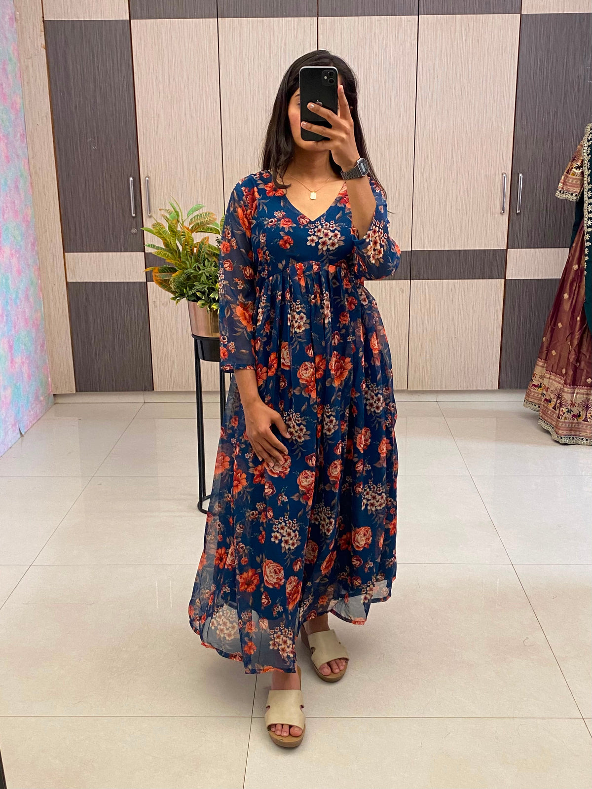 Floral Chiffon Maxi Dress