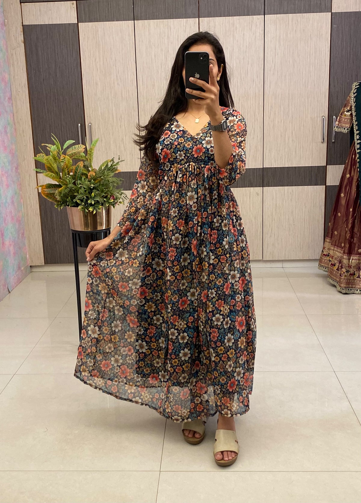 Floral Chiffon Maxi Dress