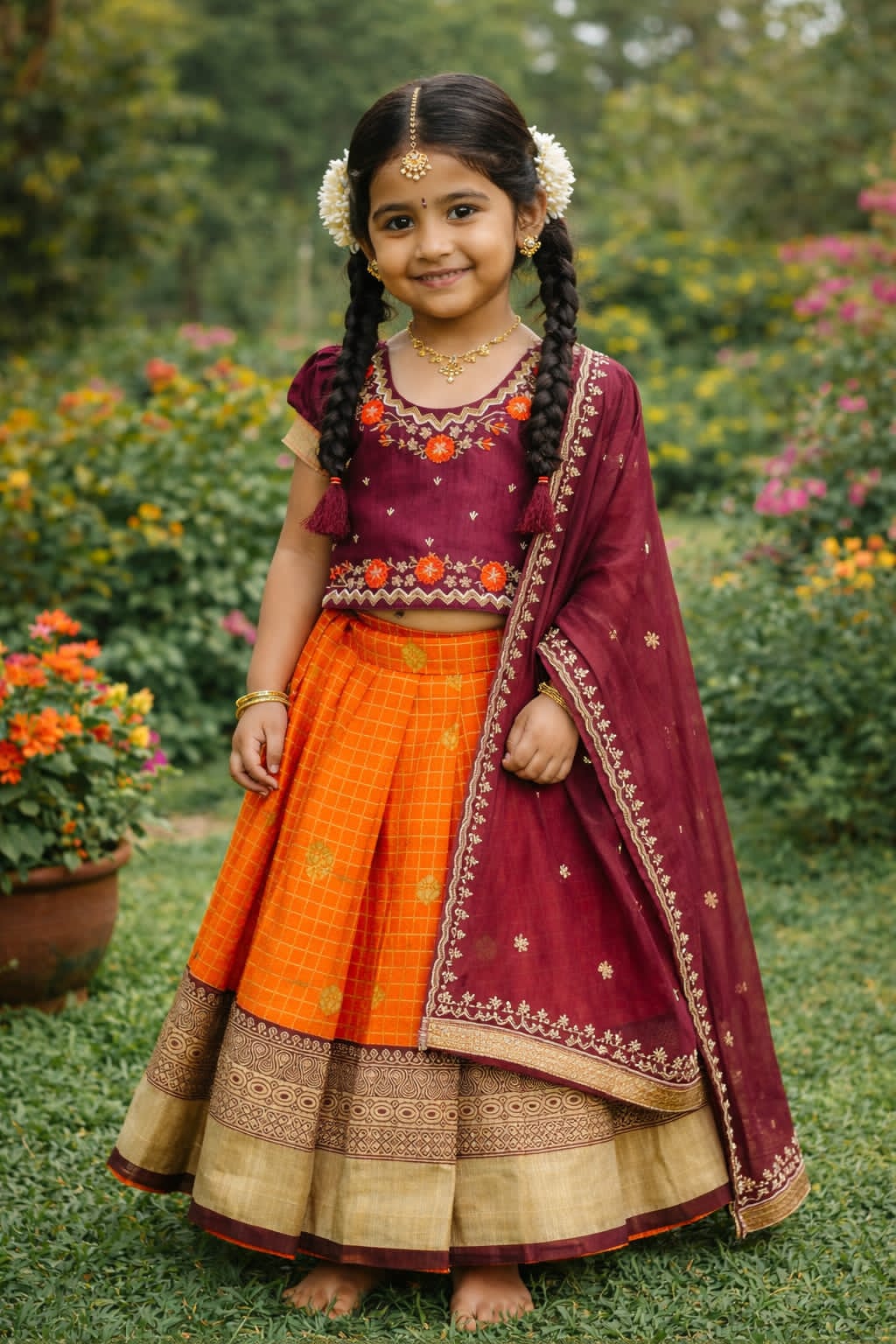 Maroon and orange 
