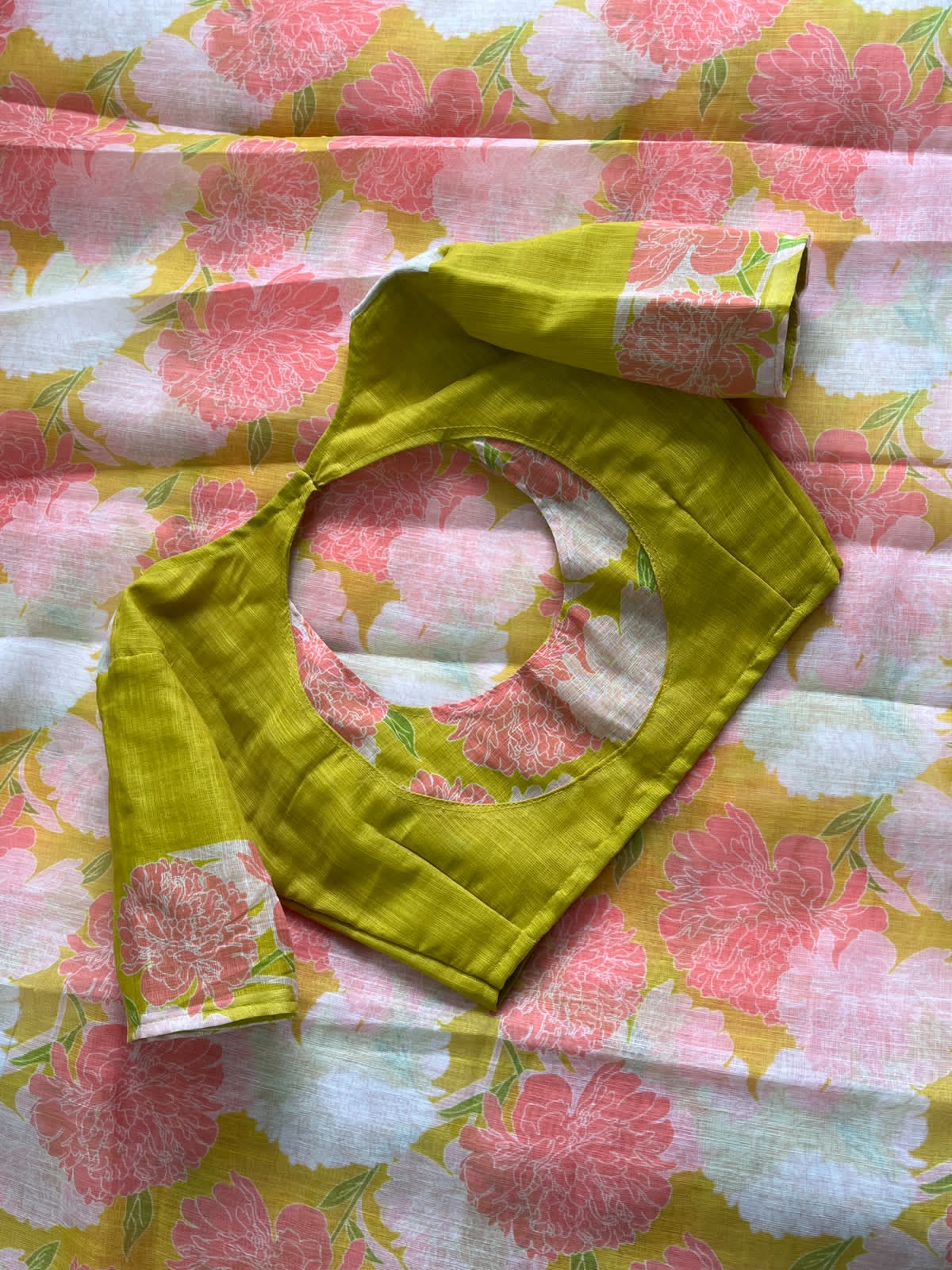 Linen Floral Digital Saree
