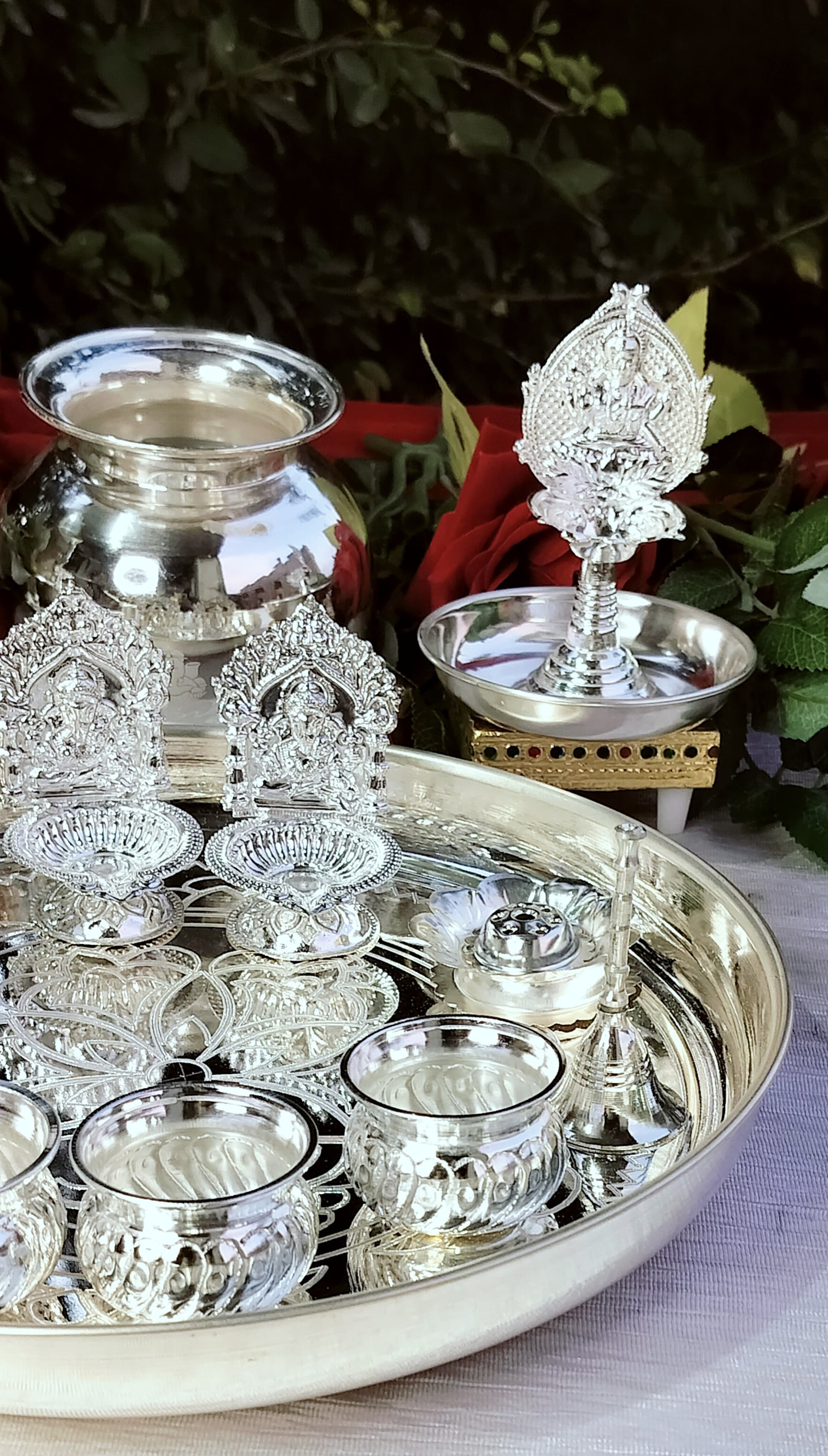 German silver regular use pooja set