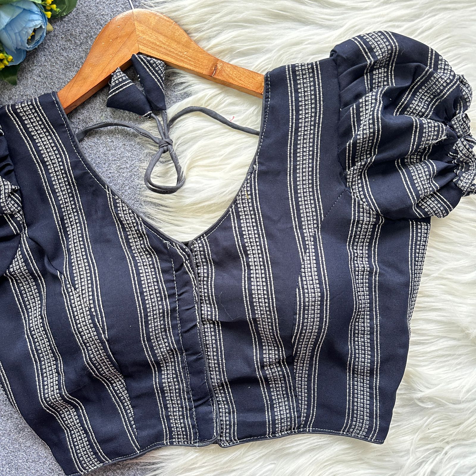 Navy and striped blouse 
