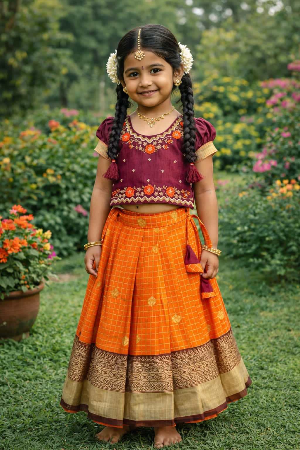 Maroon and orange 