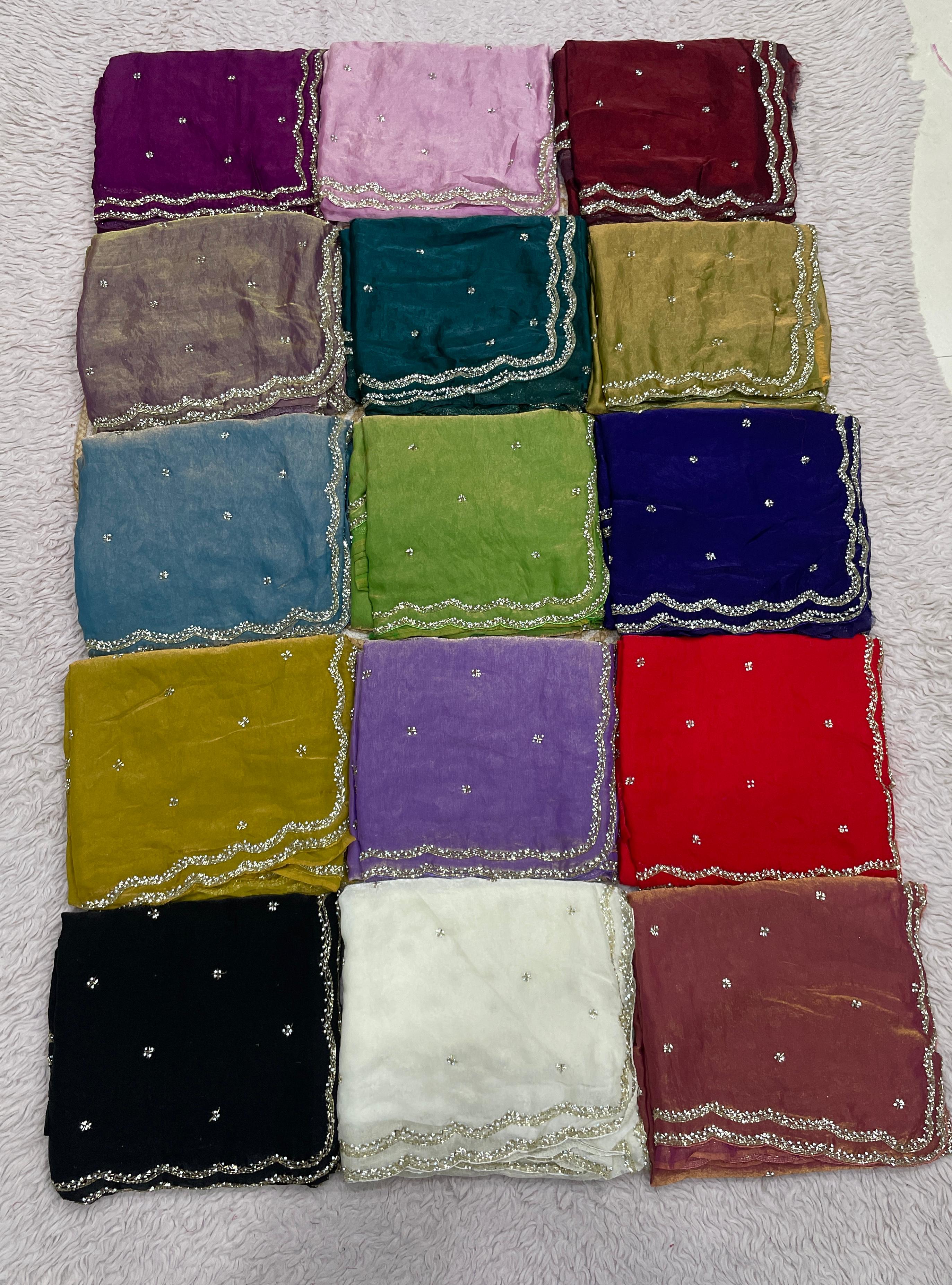 Black,baby pink,red, purple, lavender, white,navy blue, mustard Yellow,maroon, turquoise Blue,peach,wine and Rama Green sarees