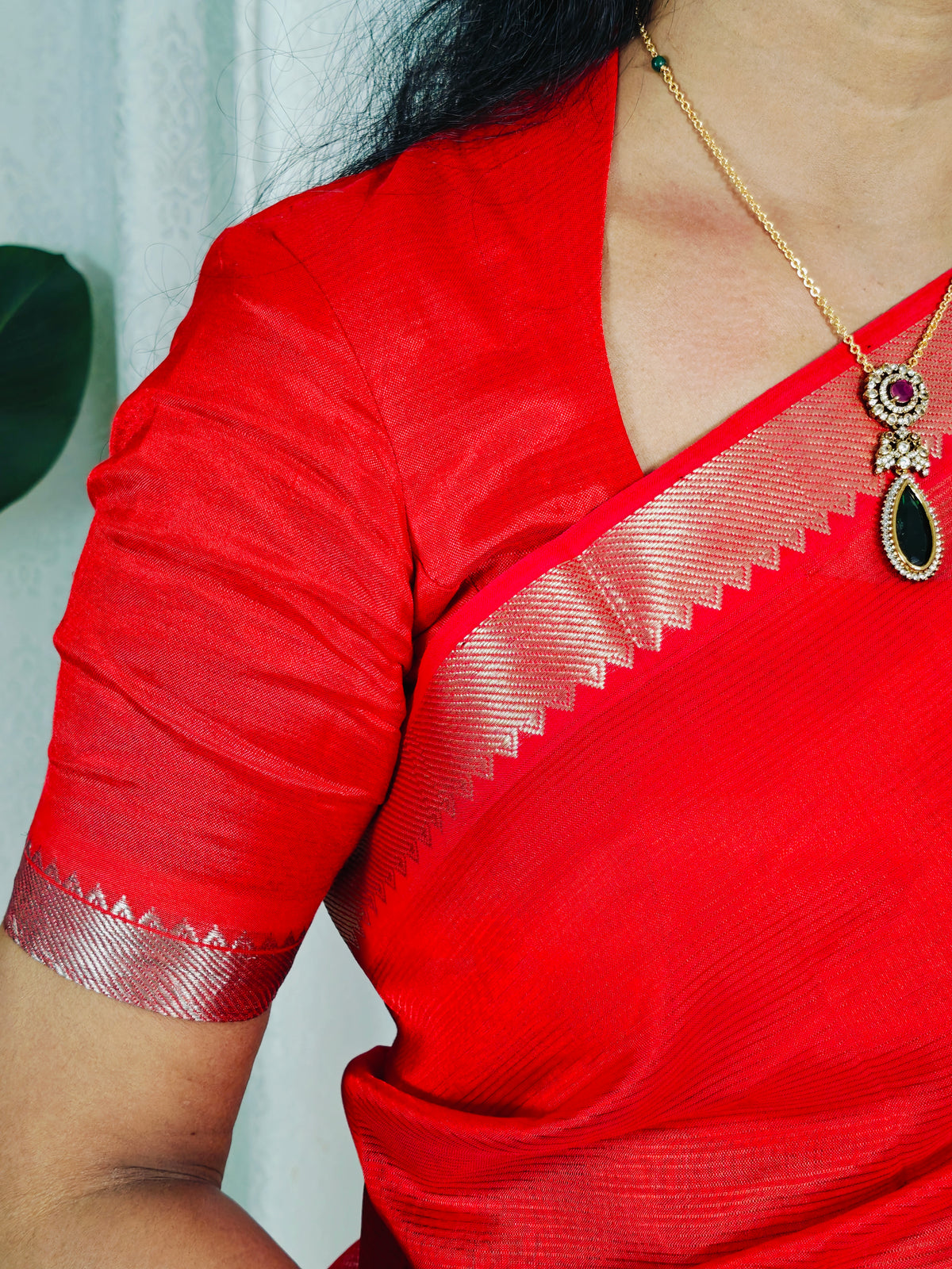 A Red Mangalagiri Handloom pattu saree
