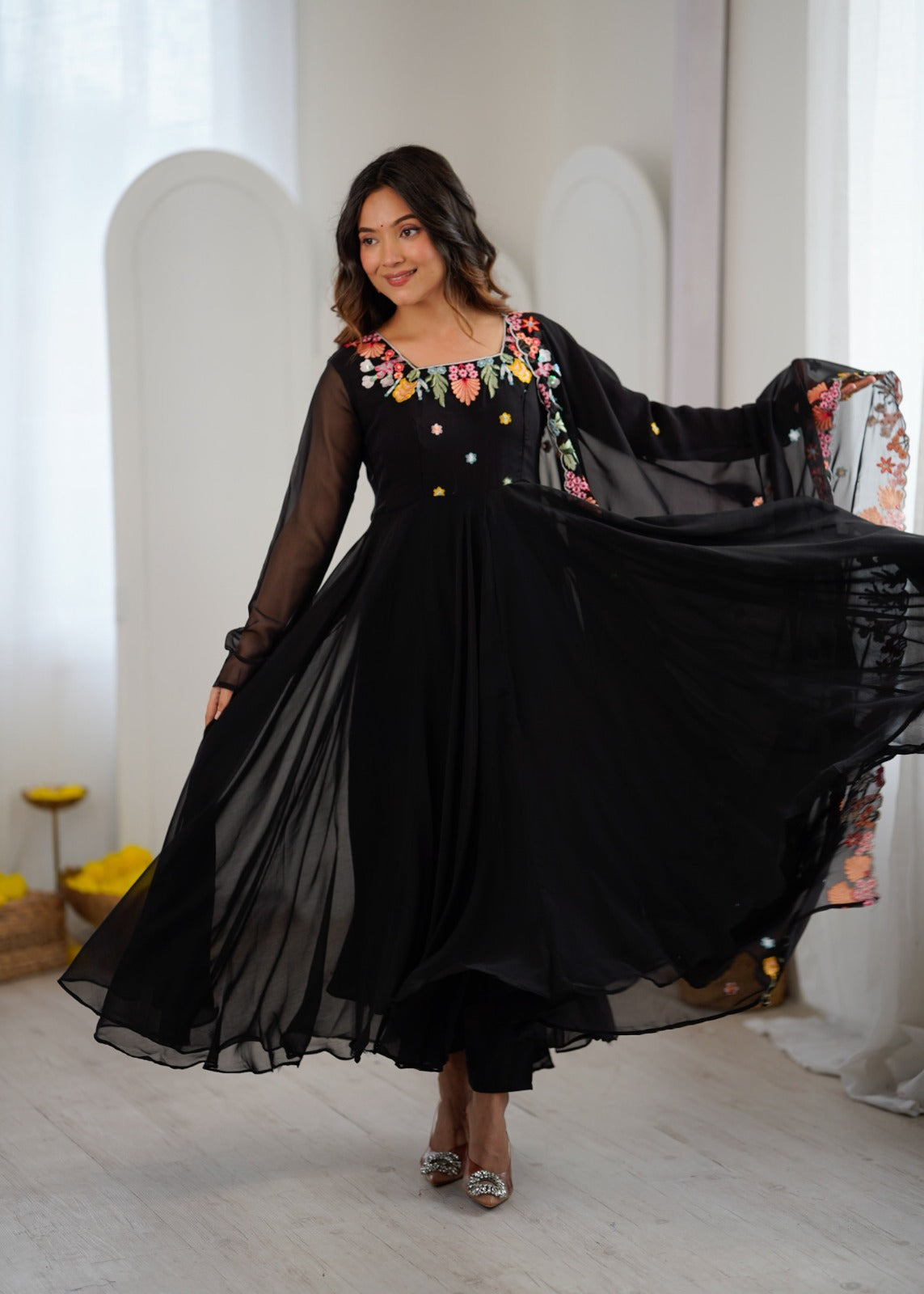 Georgette Embroidery Party Wear Dress