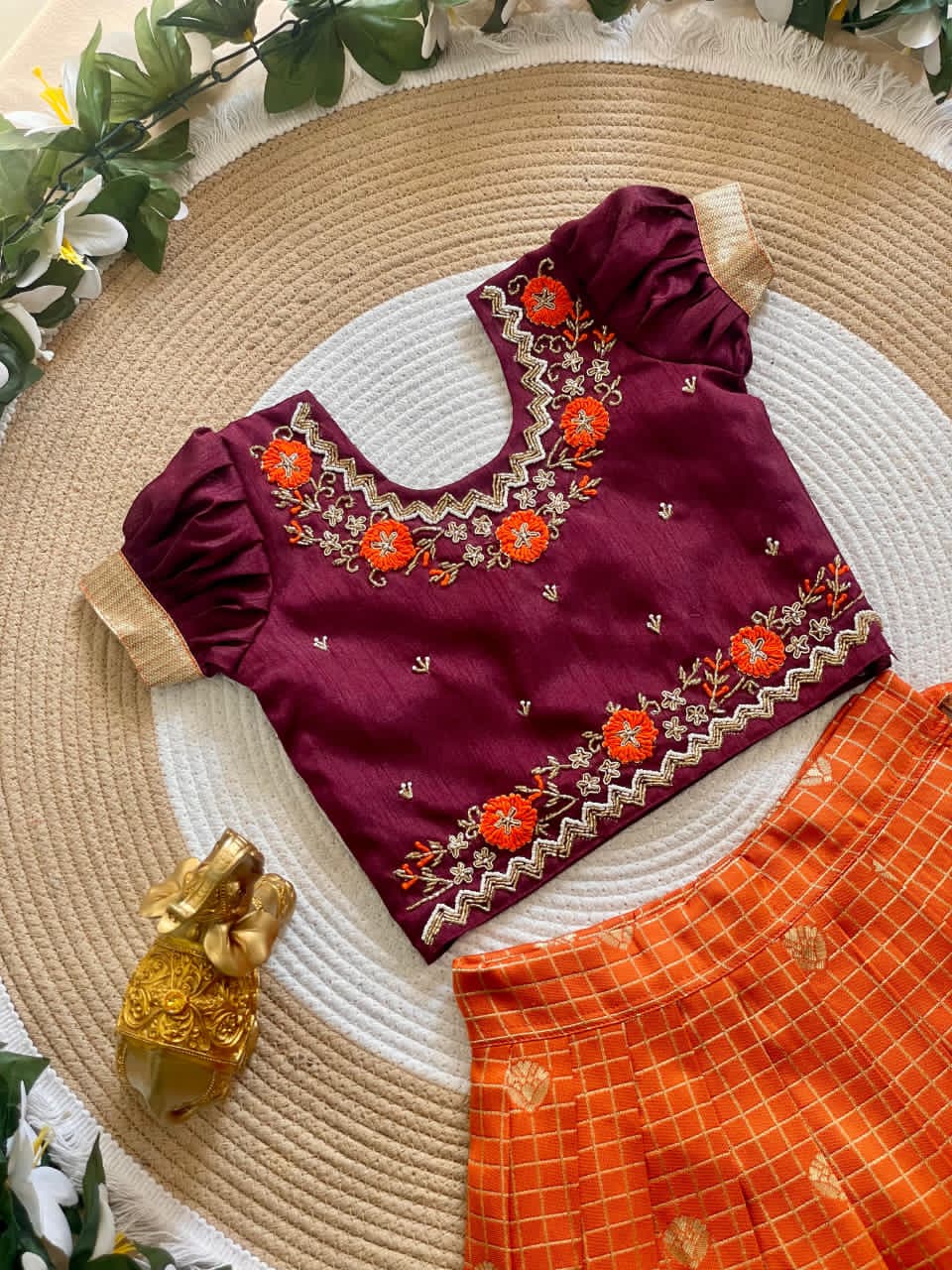 Maroon and orange 