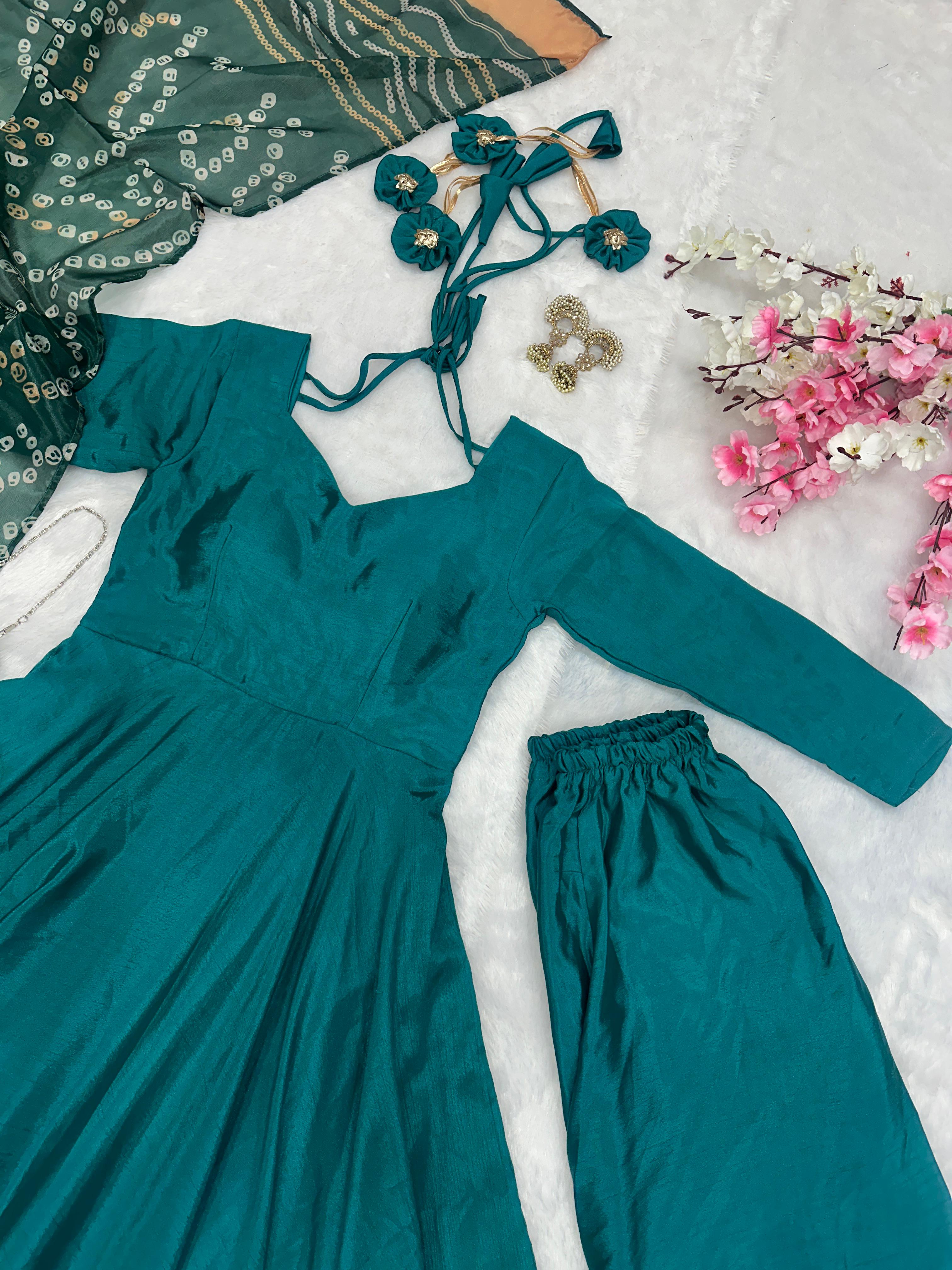 Rama Green traditional dress with dupatta 