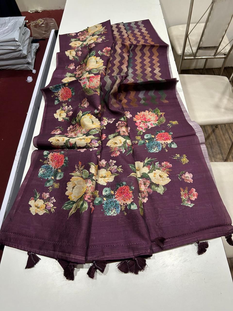 Semi Tussar Floral Sarees