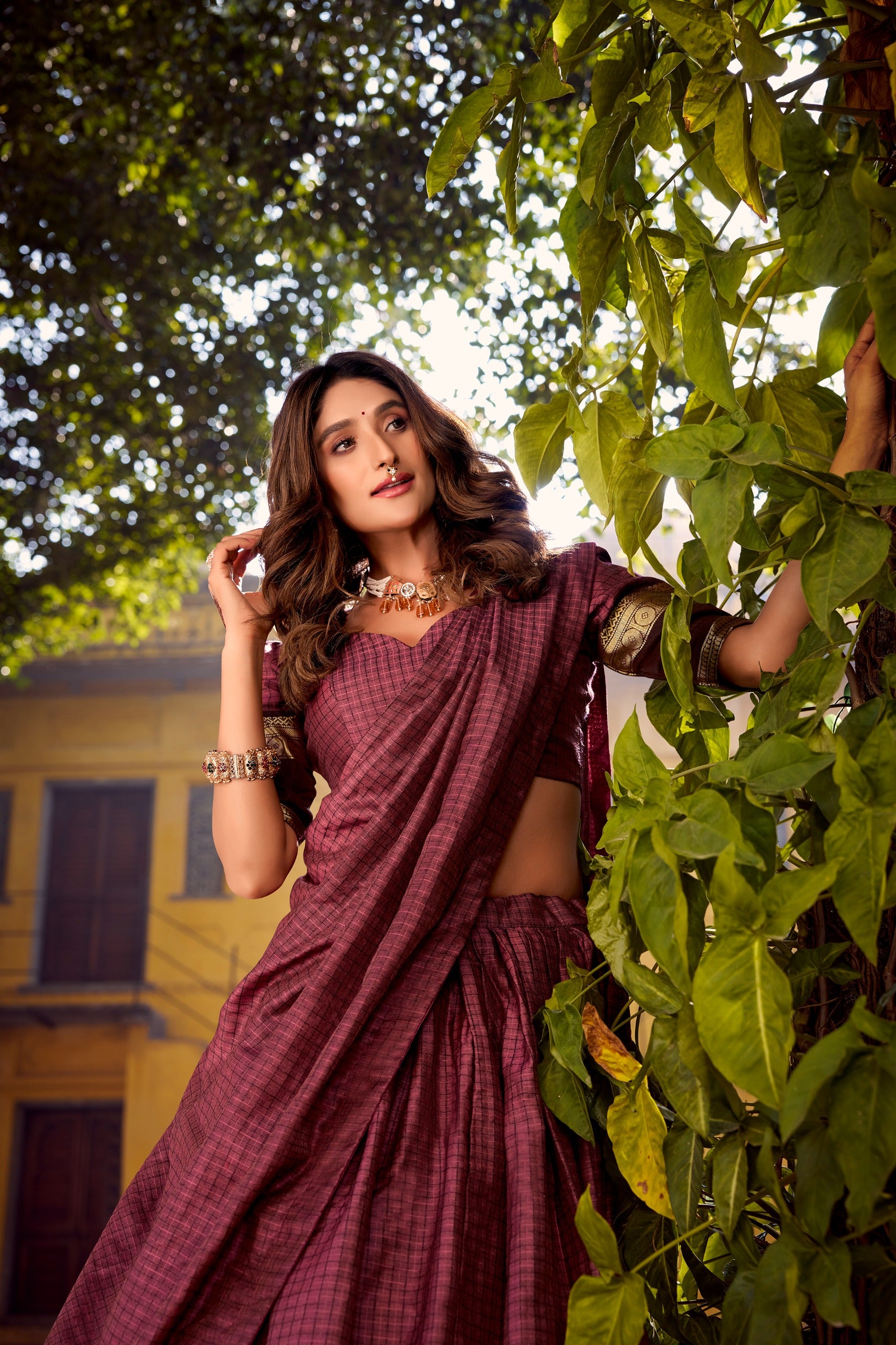 Traditional Maroon lehanga with gold border 