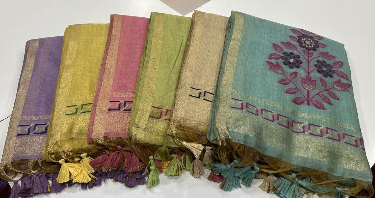 Teal blue, yellow, purple,light pink and olive green 