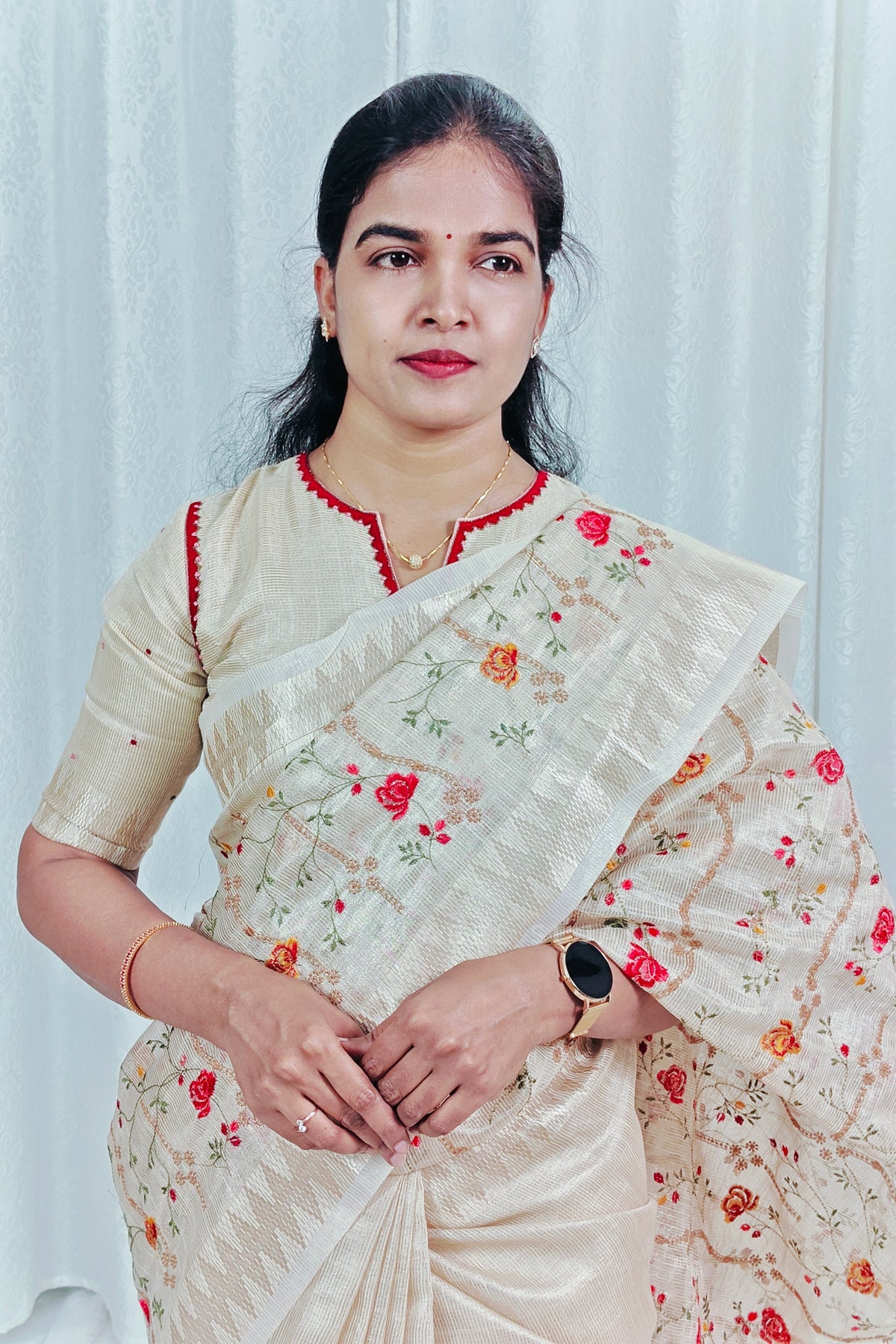Gold colour Premium Banarasi Tissue Silk Saree
