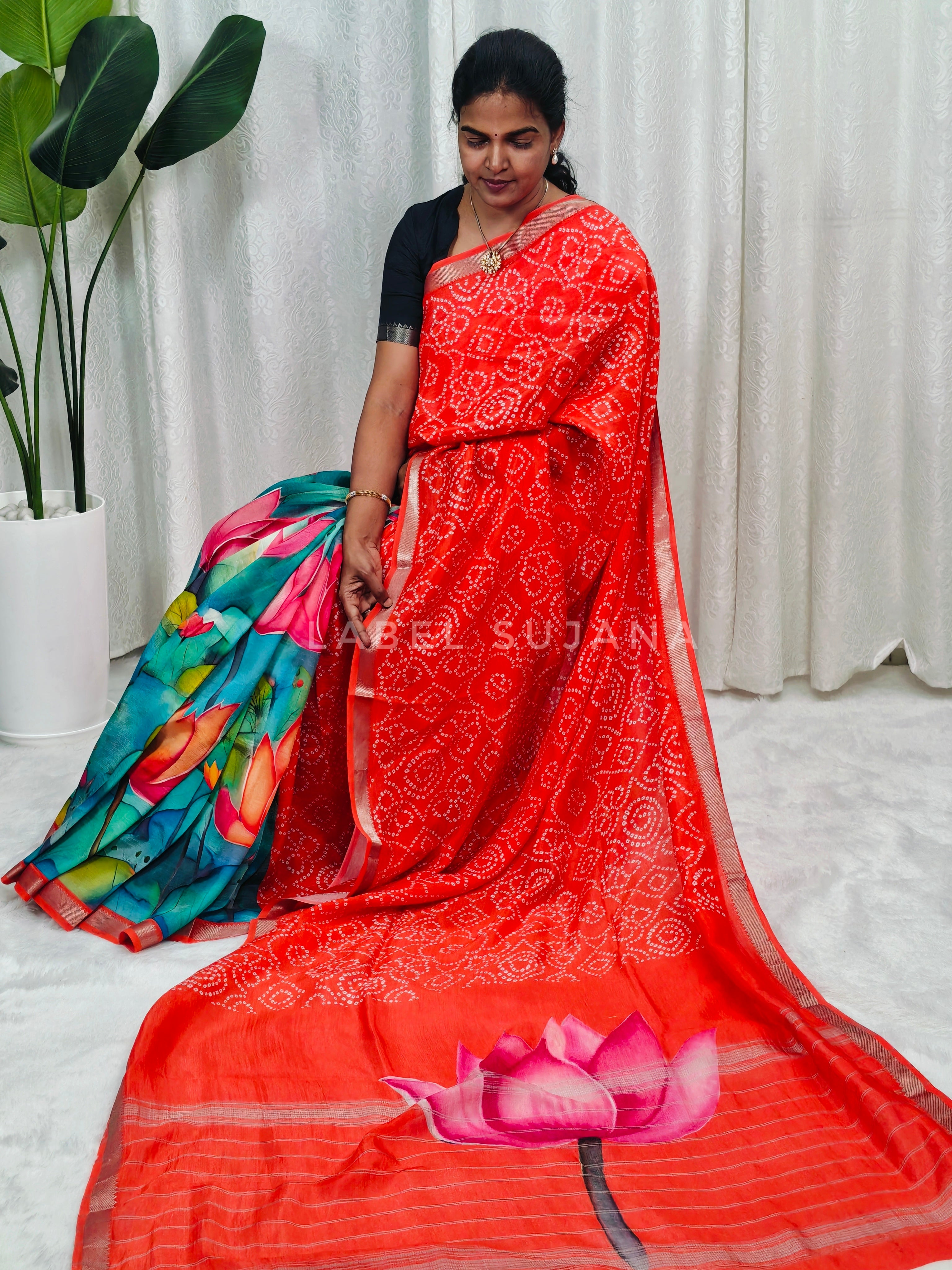 Langa Voni Style Mangalagiri Digital Pattu Saree LSS15