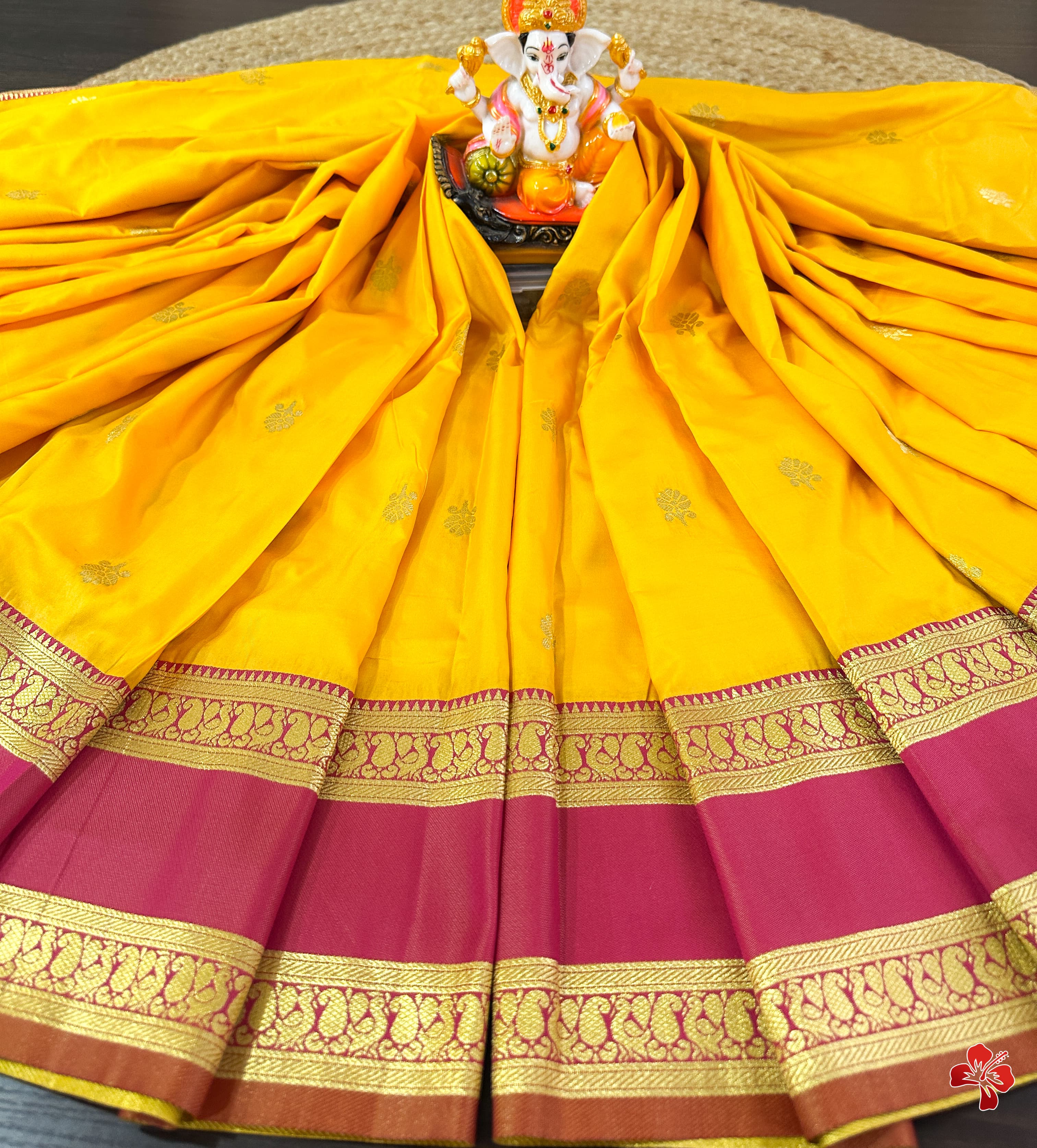 Yellow saree with gold border