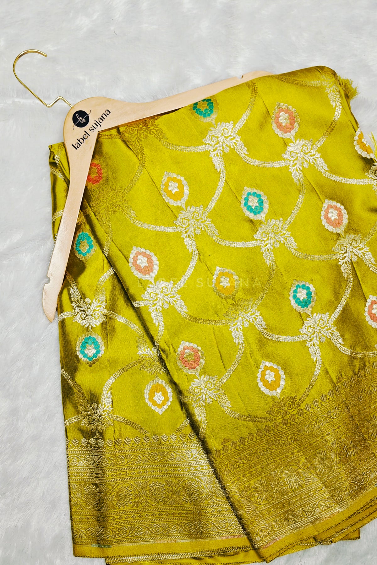 A Neon Green Silk Saree