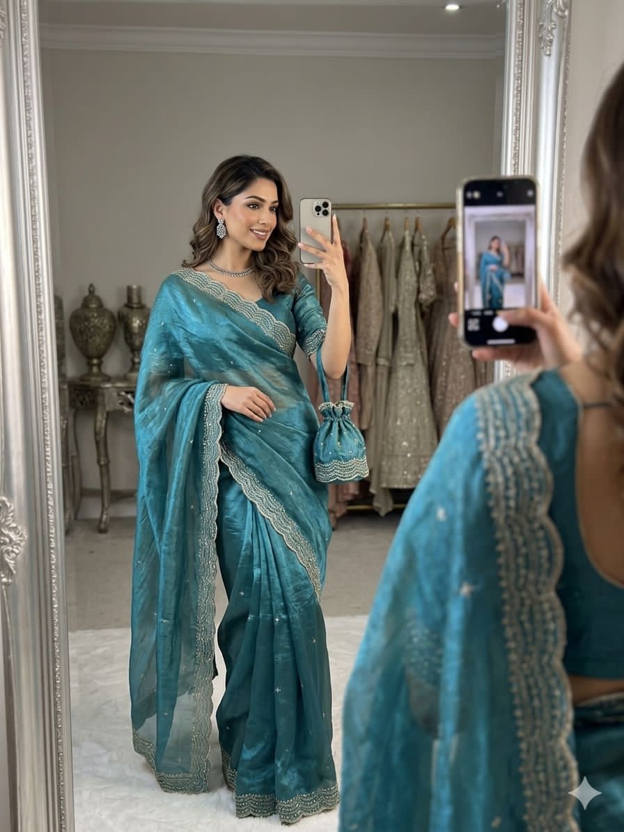 Rama green saree