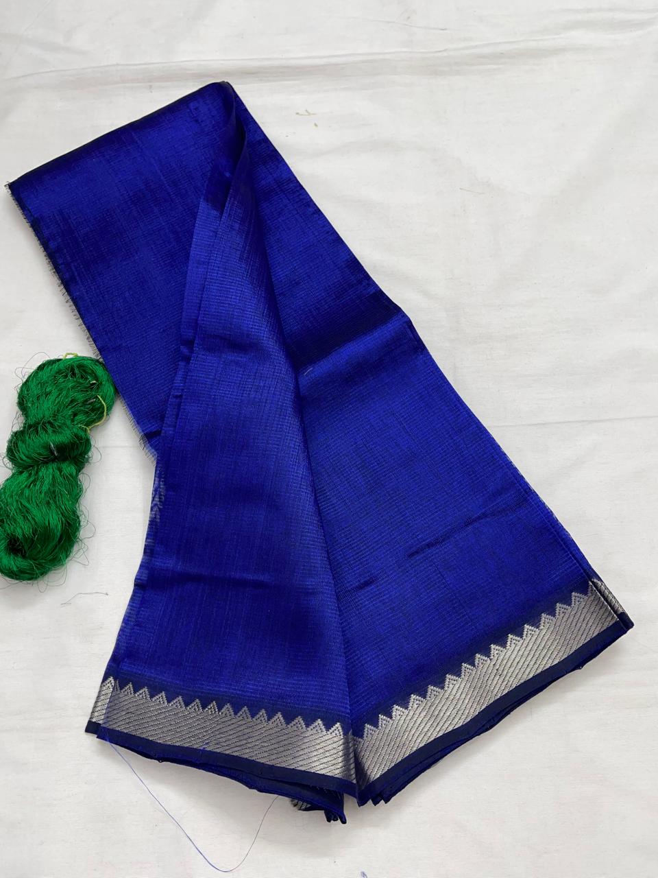 A Royal blue Mangalagiri Handloom pattu saree
