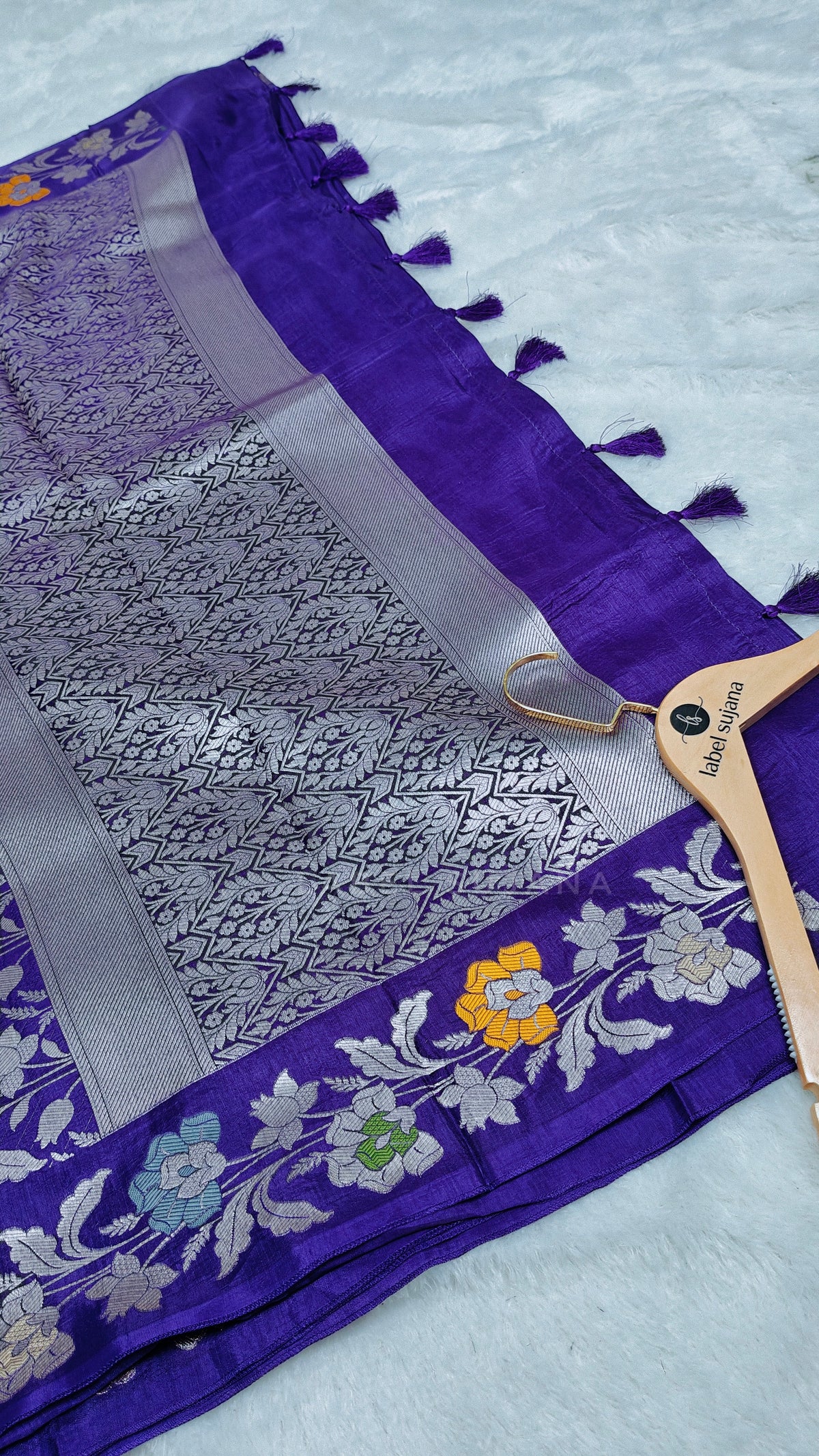 A purple silk saree