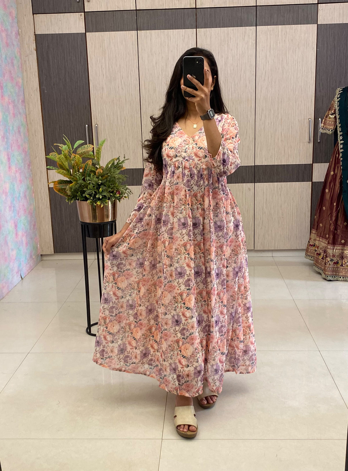 Floral Chiffon Maxi Dress