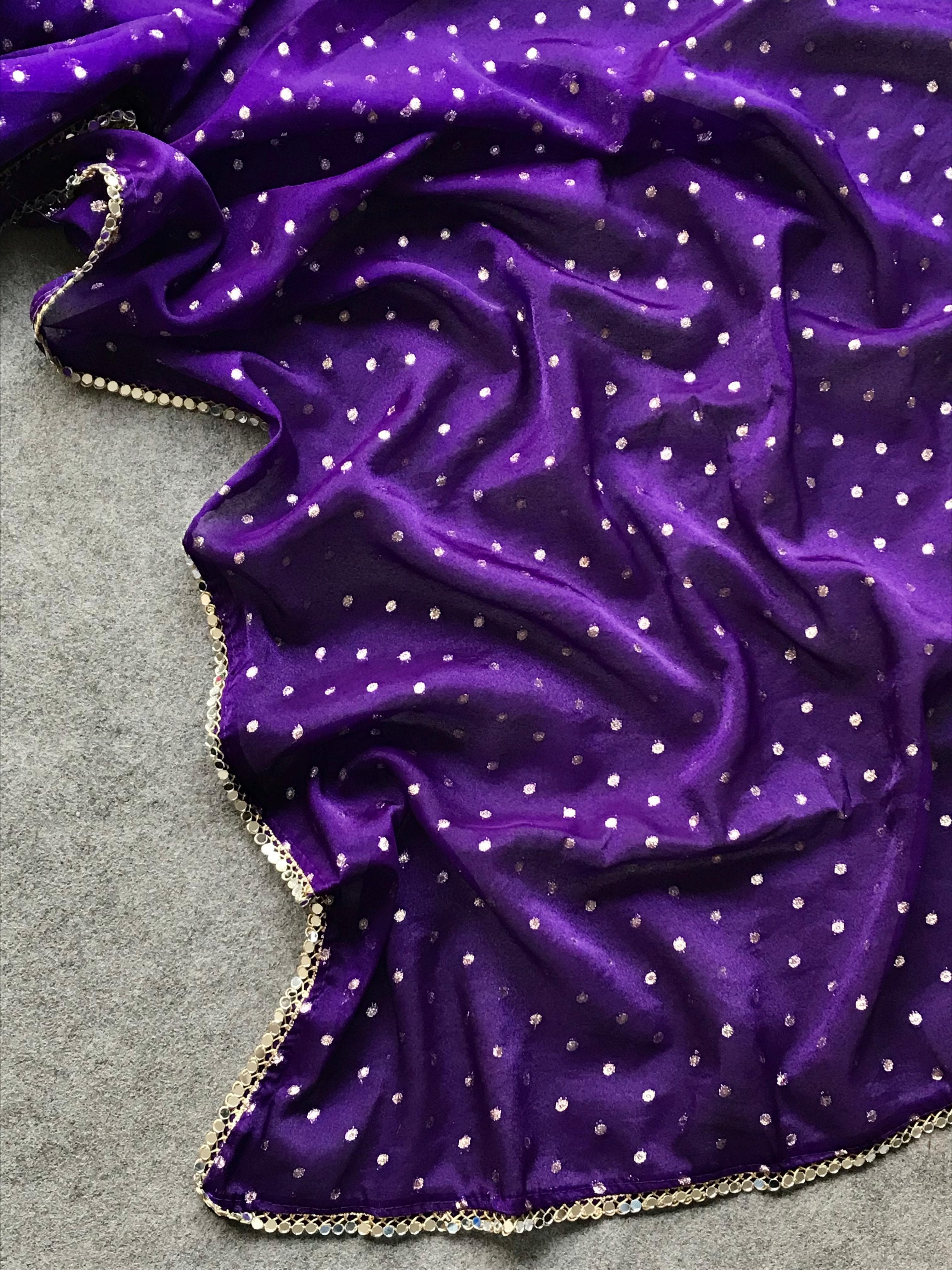 Purple fabric with polka dots 