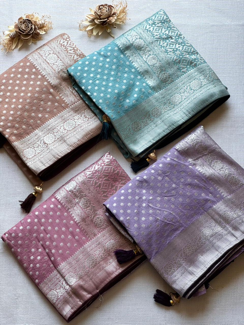 Peach,cyan, onion pink and purple 